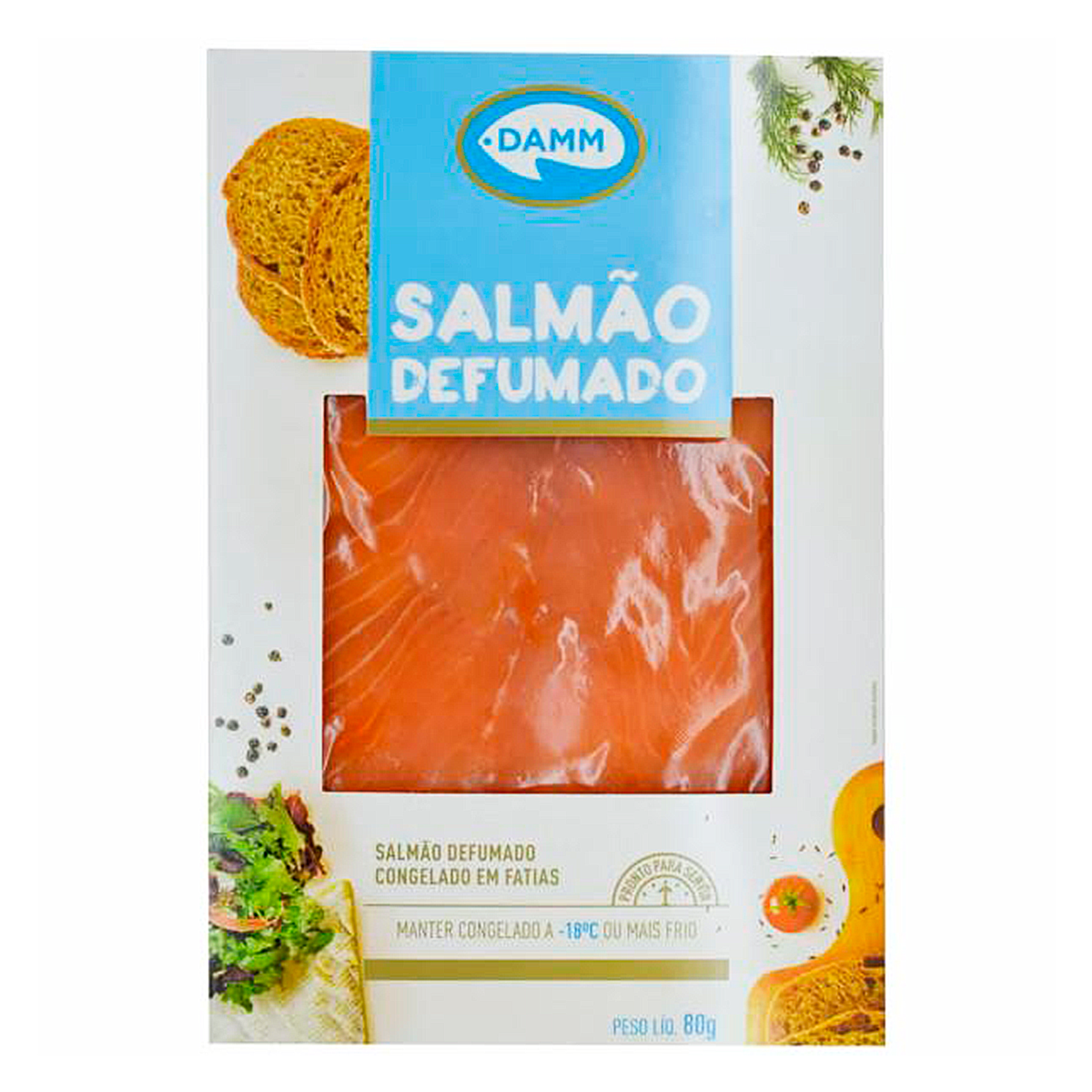 Salm&atilde;o Defumado Fatiado Damm Caixa 80g