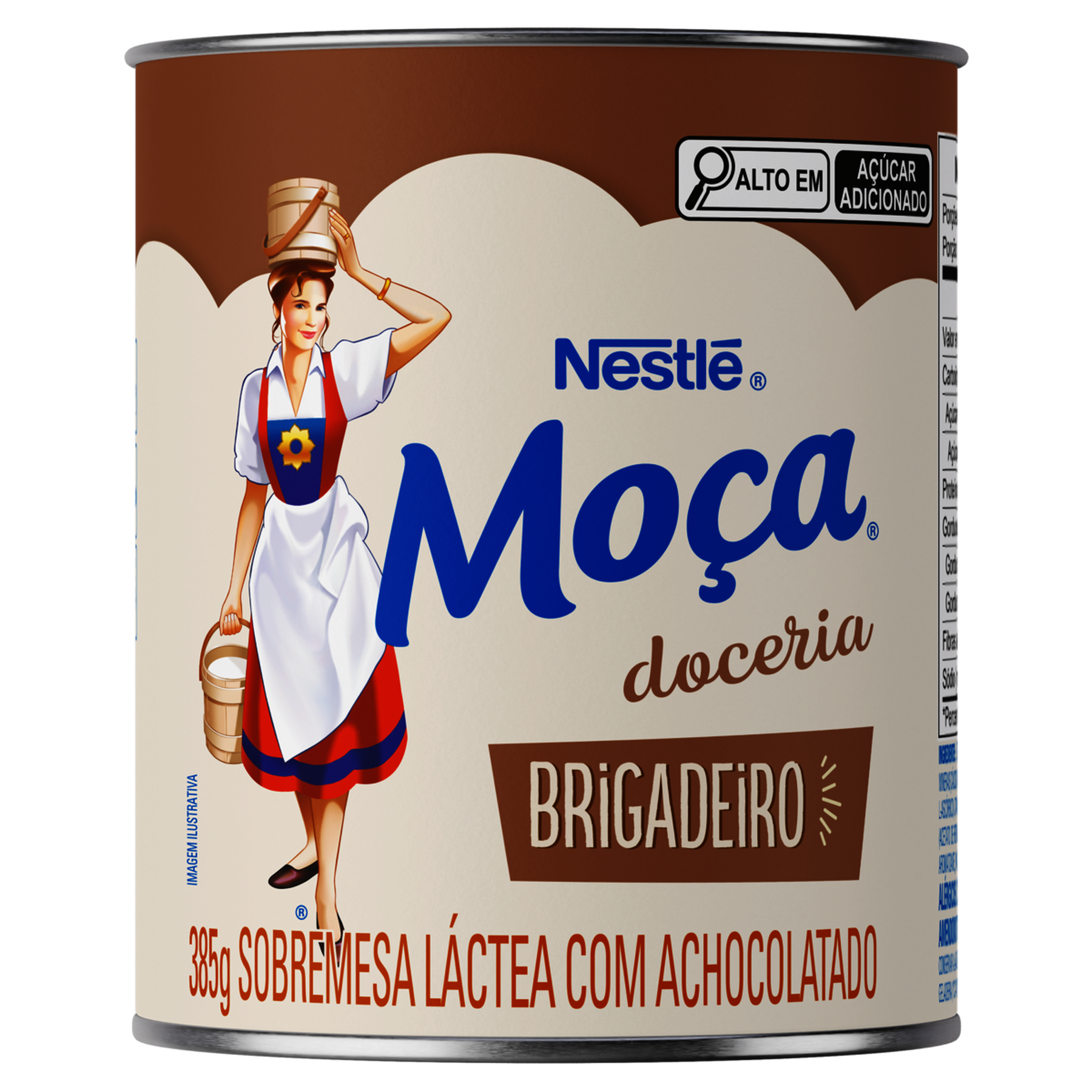 Sobremesa L&aacute;ctea Brigadeiro Mo&ccedil;a Doceria Lata 385g