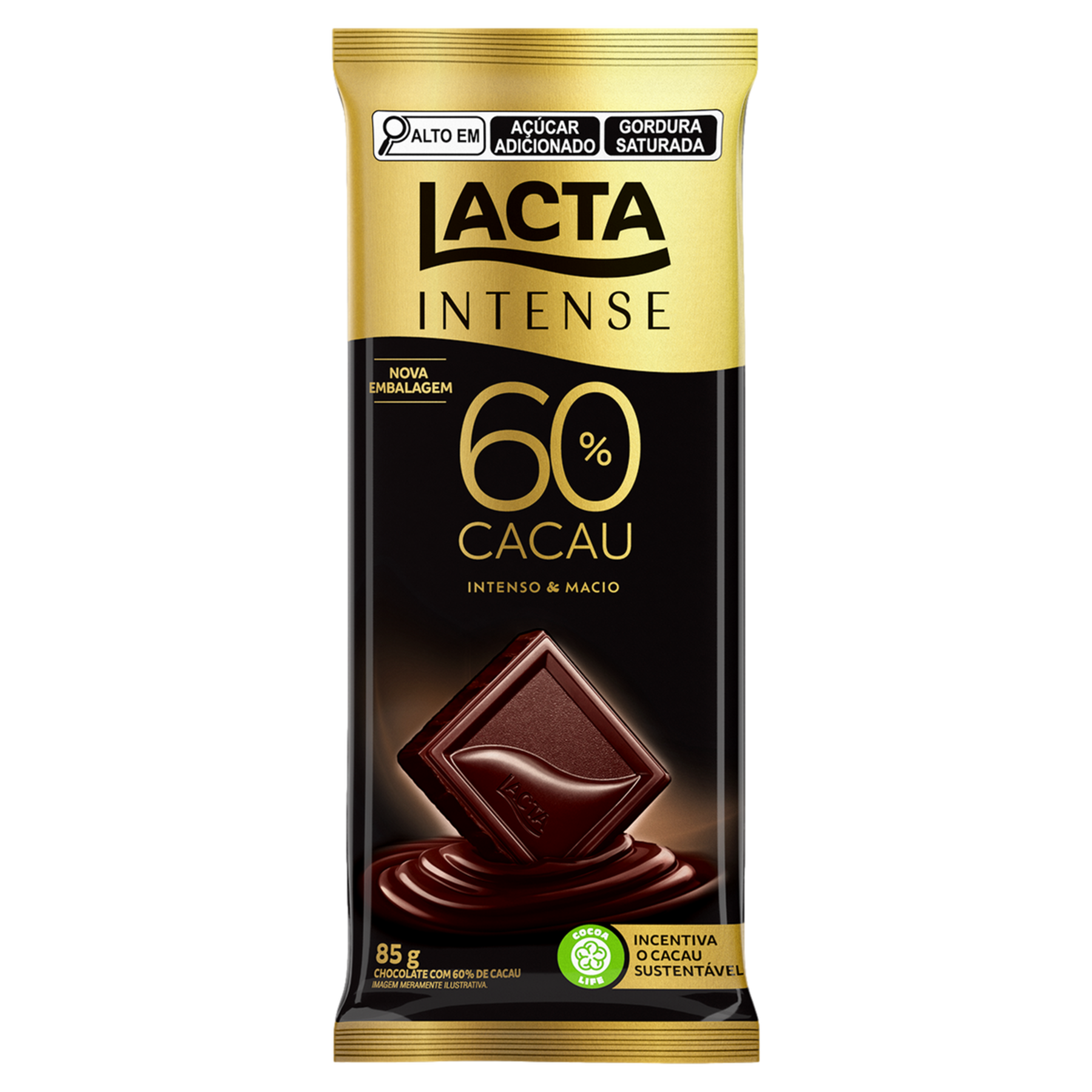 Chocolate 60% Cacau Lacta Intense Pacote 85g