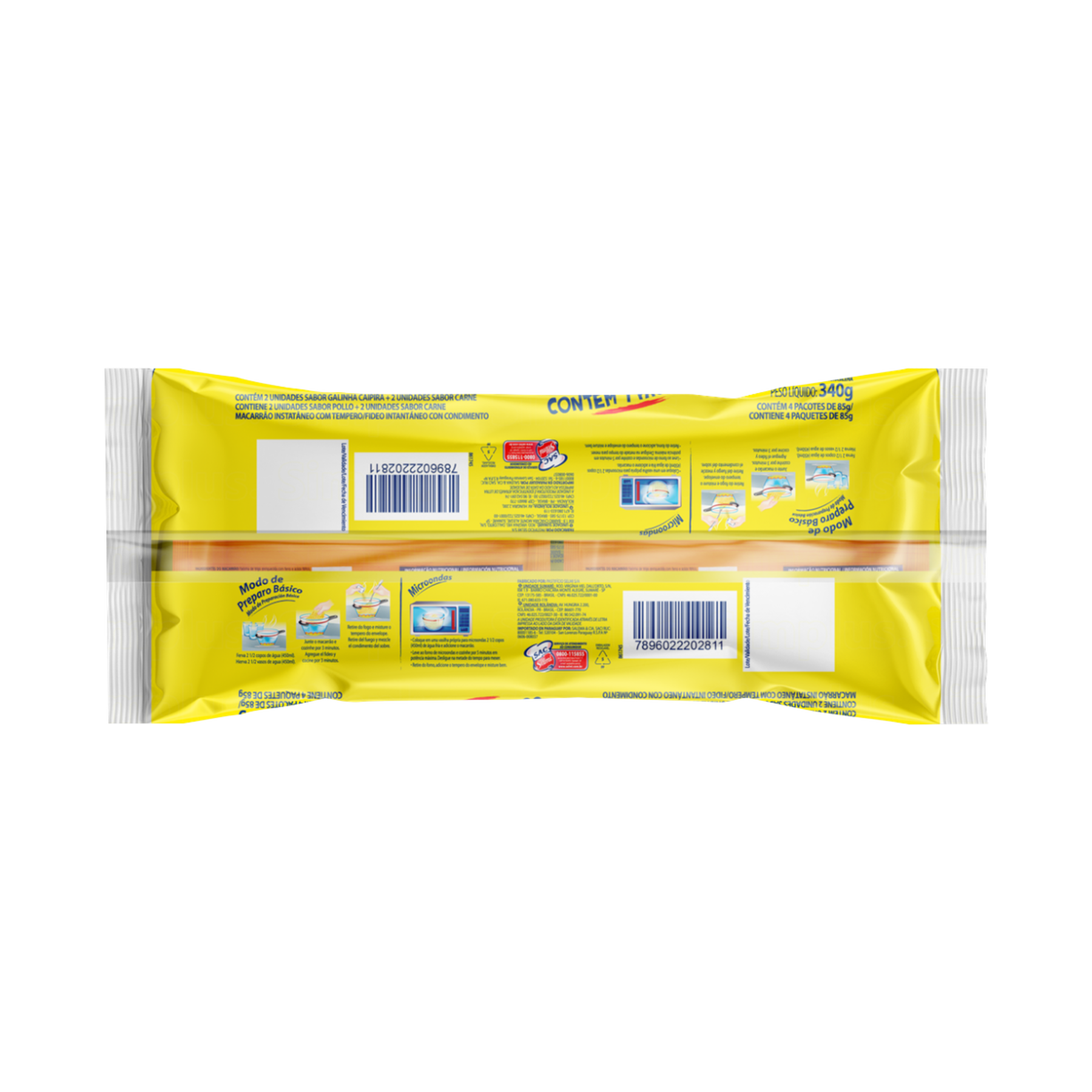 Kit Macarr&atilde;o Instant&acirc;neo L&aacute;men Galinha Caipira + Carne Renata Express 340g 4 Unidades Leve Mais Pague Menos