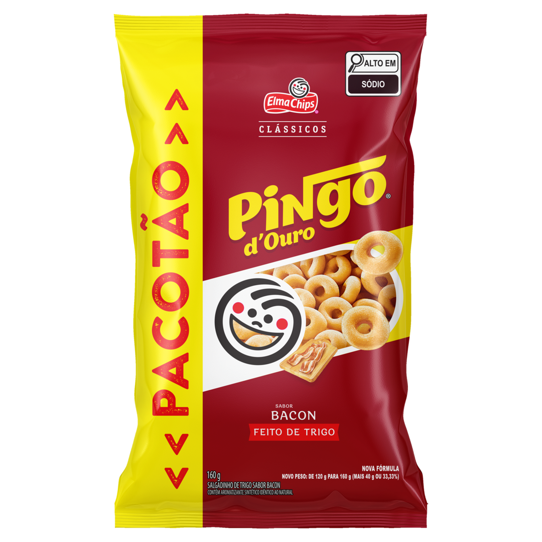 Salgadinho de Trigo Bacon Pingo d'Ouro Elma Chips Pacote 160g