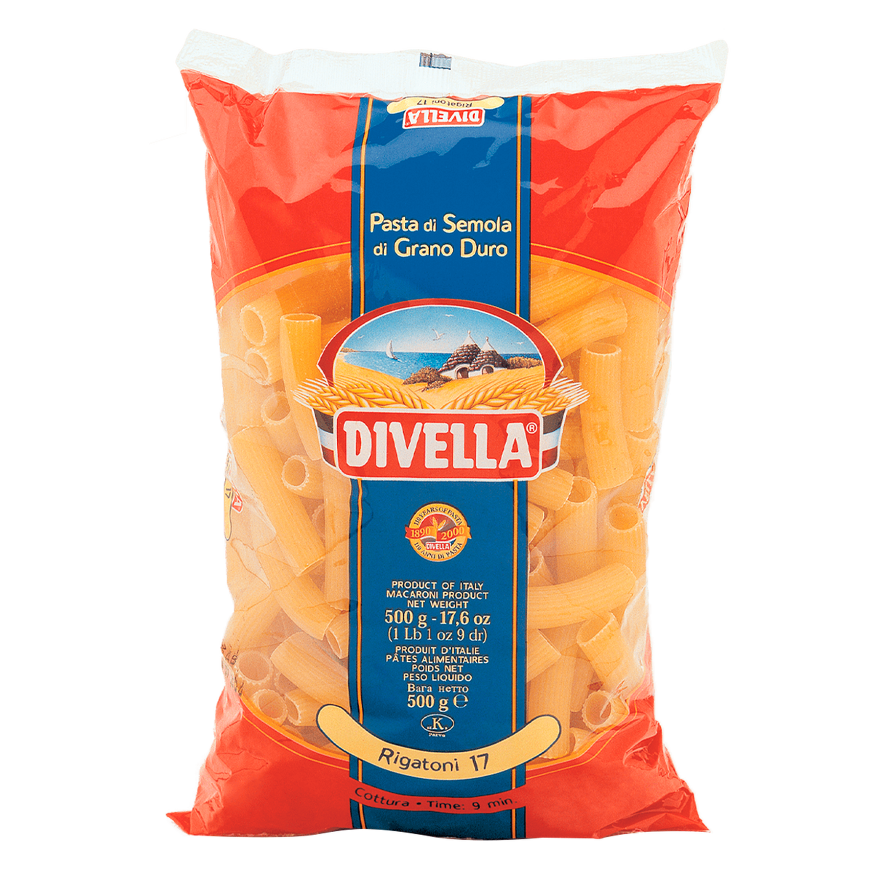 Macarr&atilde;o de S&ecirc;mola Grano Duro Rigatoni 17 Divella 500g