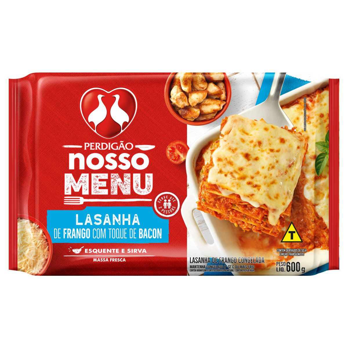 Lasanha Frango com Bacon Perdig&atilde;o Pacote 600g