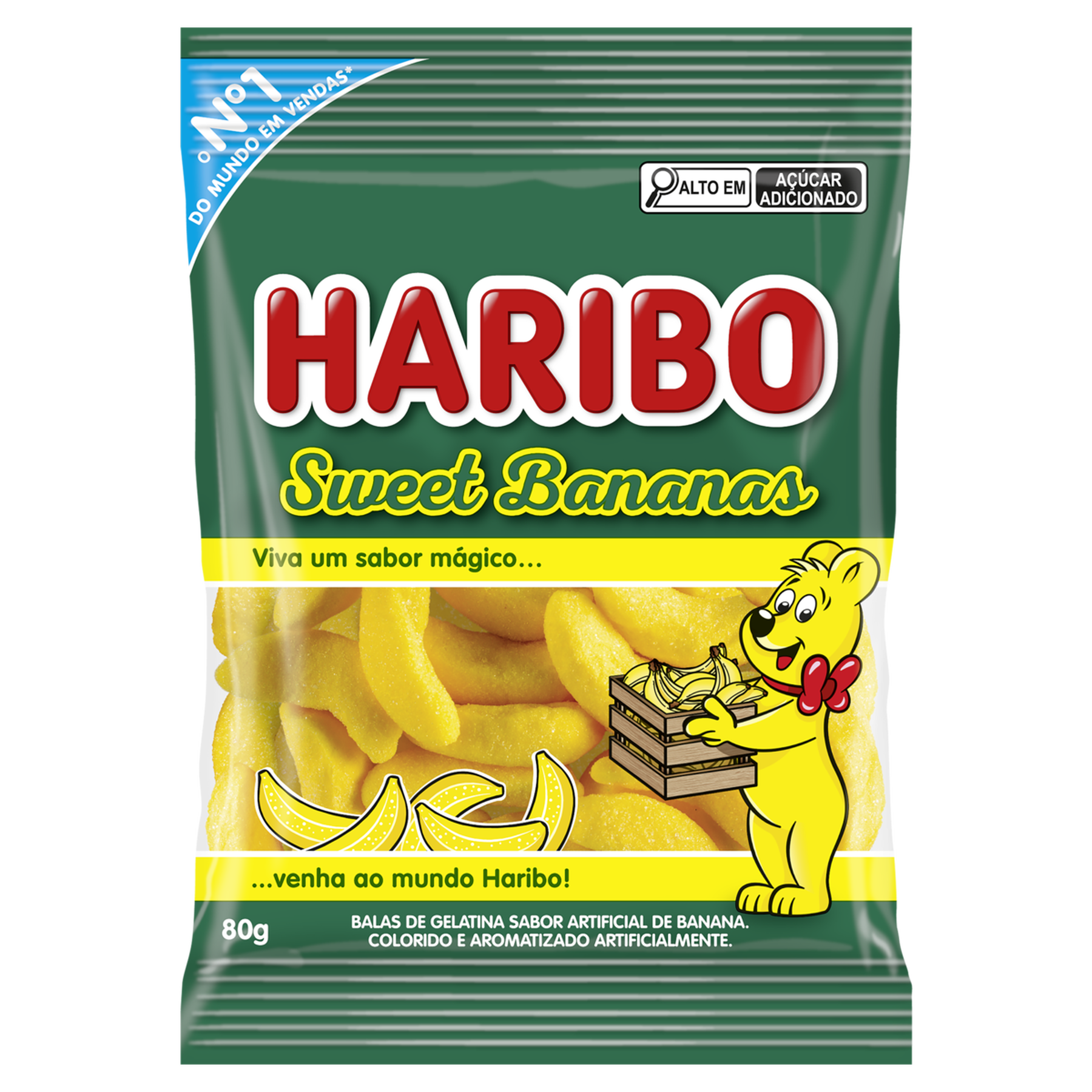 Bala de Gelatina Sweet Bananas Haribo Pacote 80g