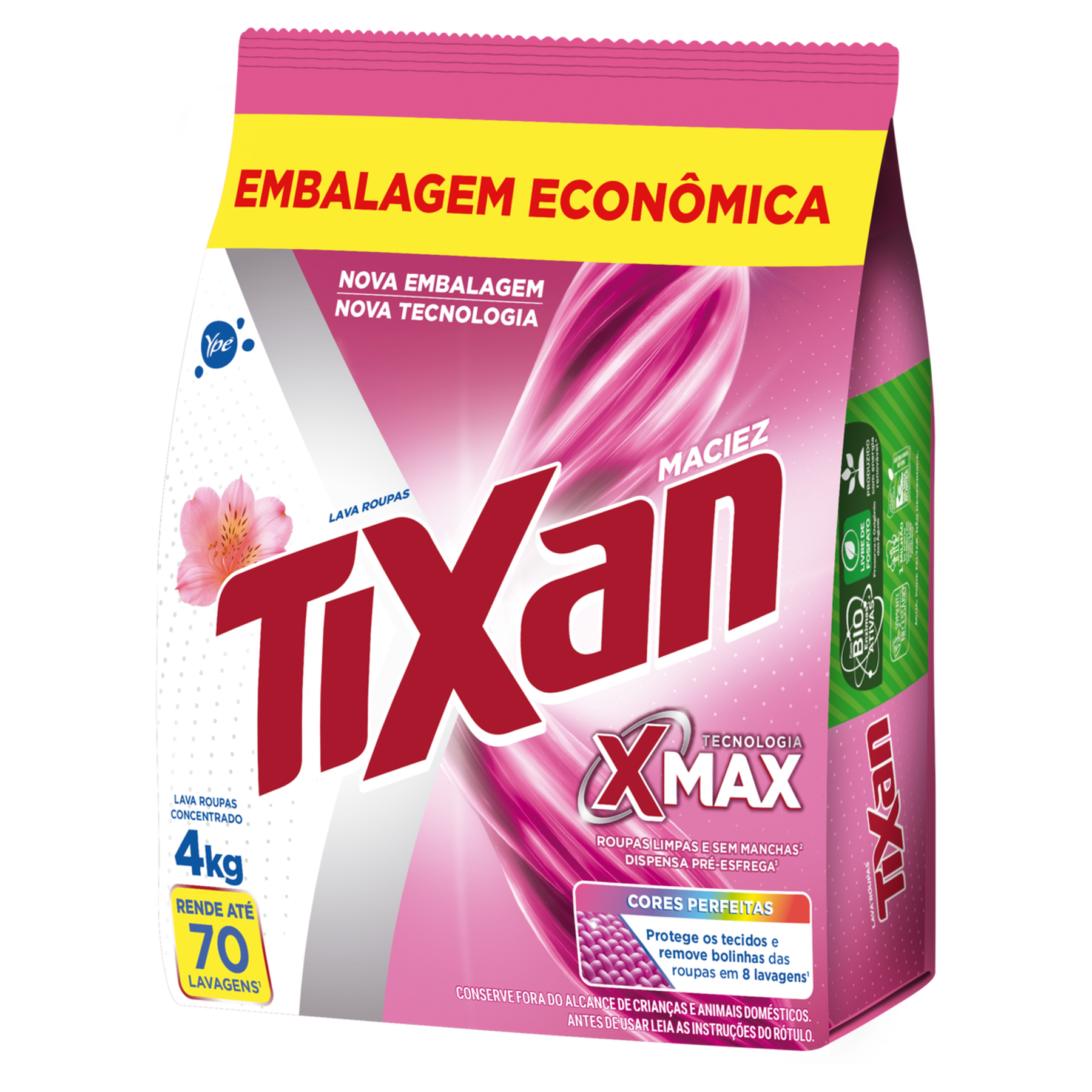 Lava Roupas em P&oacute; Concentrado Maciez Tixan Pacote 4kg - Embalagem Econ&ocirc;mica