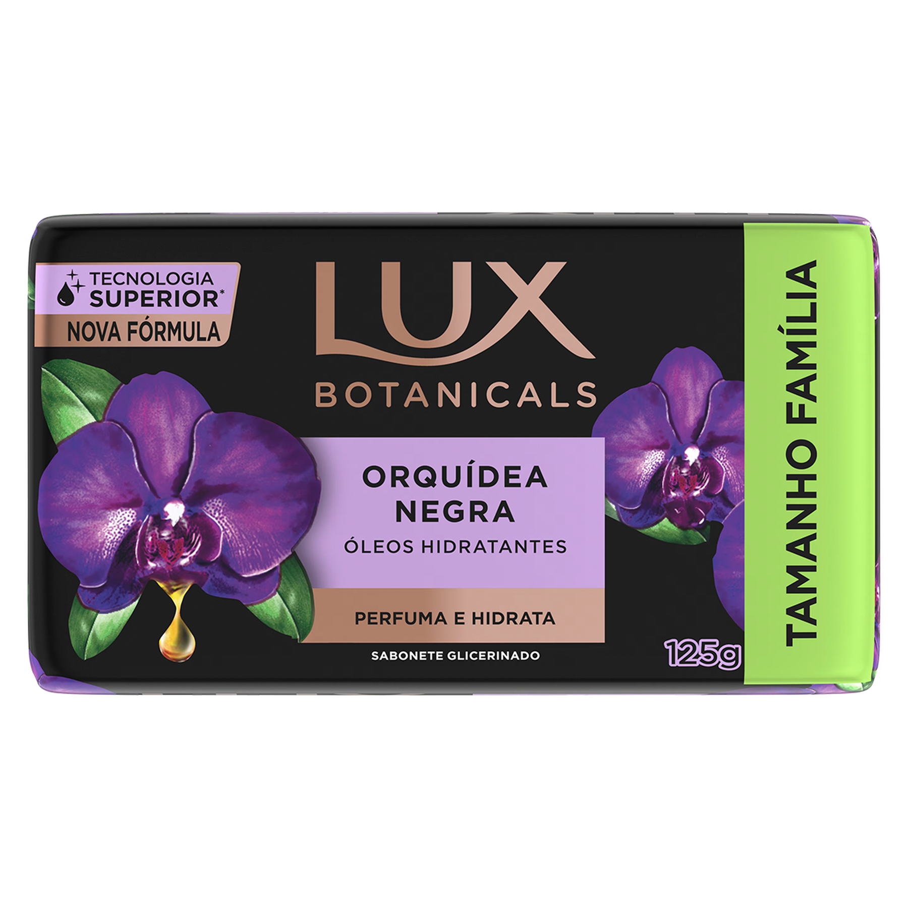 Sabonete Barra Glicerinado Orqu&iacute;dea Negra Lux Botanicals Envolt&oacute;rio 125g