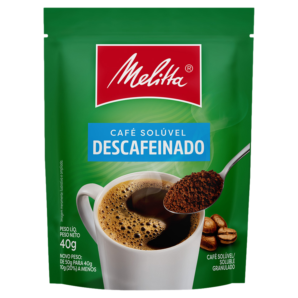Caf&eacute; Sol&uacute;vel Granulado Descafeinado Melitta Sach&ecirc; 40g