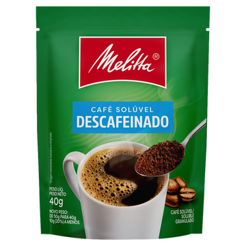 Café Solúvel Granulado Descafeinado Melitta Sachê 40g