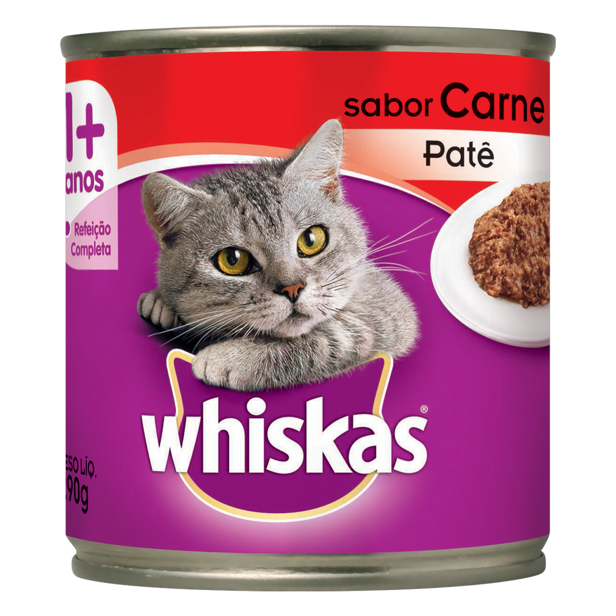 Pat&ecirc; para Gatos Adultos 1+ Carne Whiskas Lata 290g