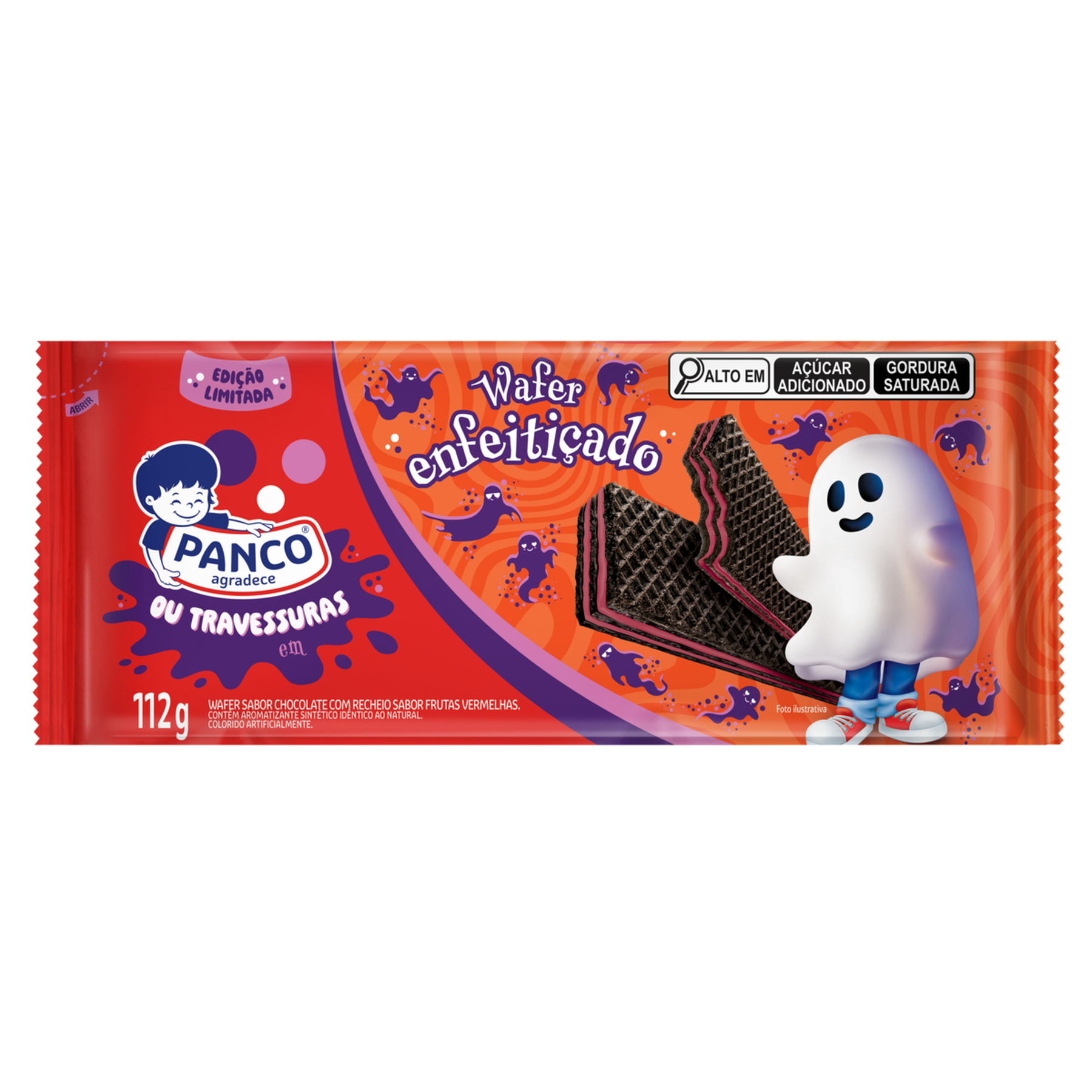 Biscoito Wafer Chocolate Recheio Frutas Vermelhas Enfeitiçado Panco Pacote 112g