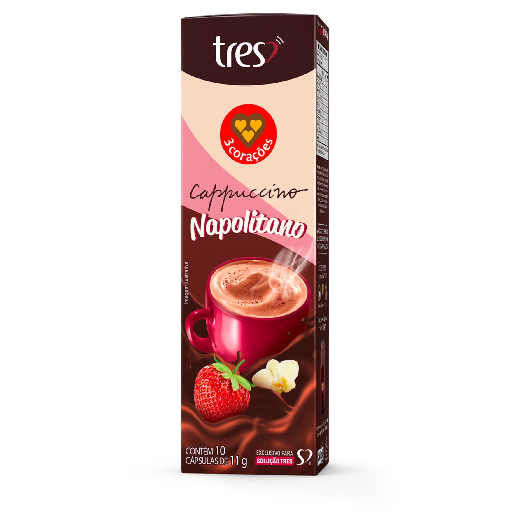 Cappuccino em Cápsula Napolitano 3 Corações Lovers Caixa 110g C/10 Unidades