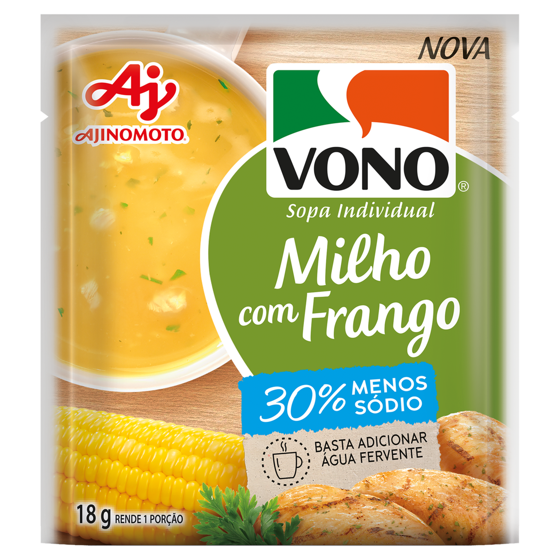 Sopa Individual Milho com Frango Vono Pacote 18g