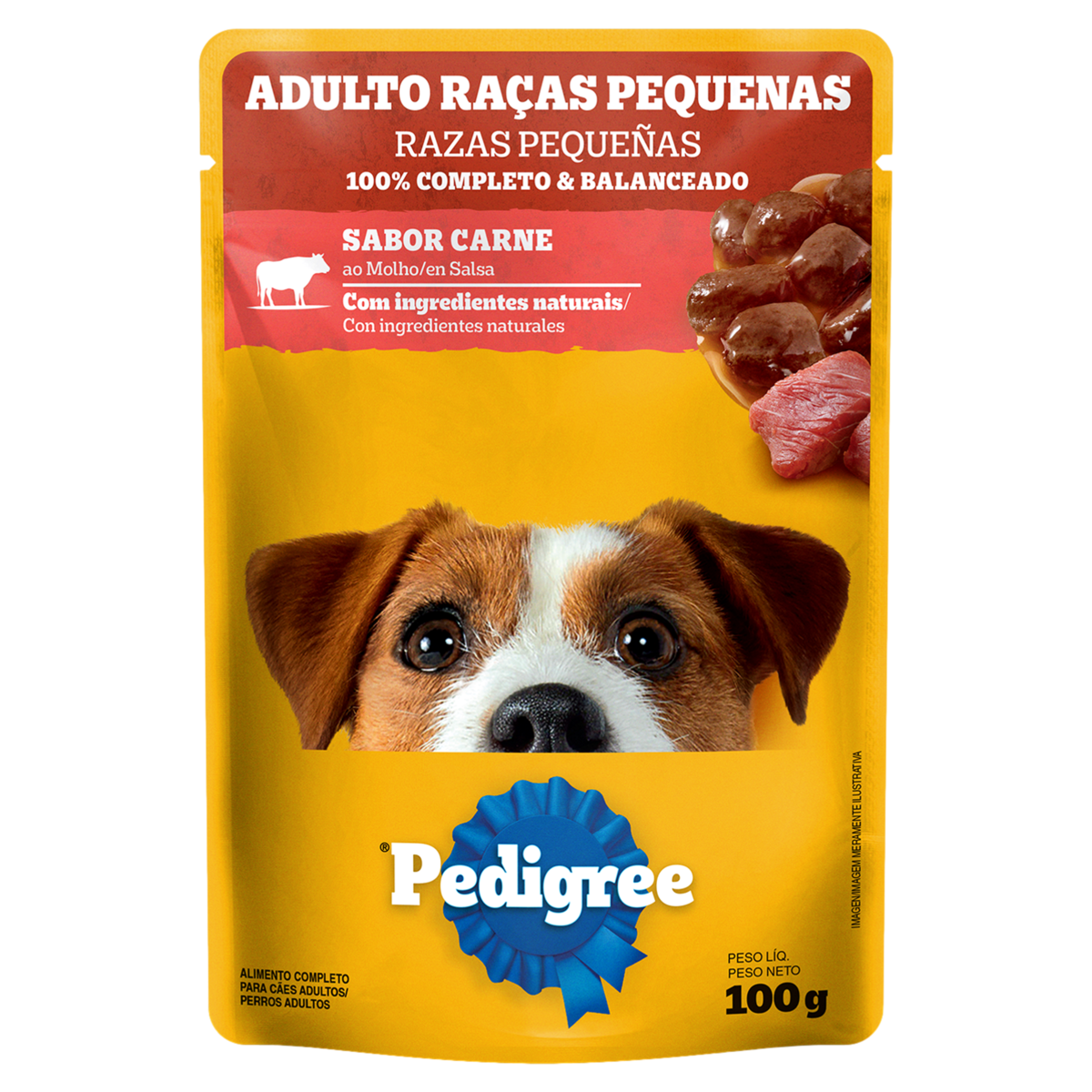 Alimento para C&atilde;es Adultos Ra&ccedil;as Pequenas Carne ao Molho Pedigree Sach&ecirc; 100g