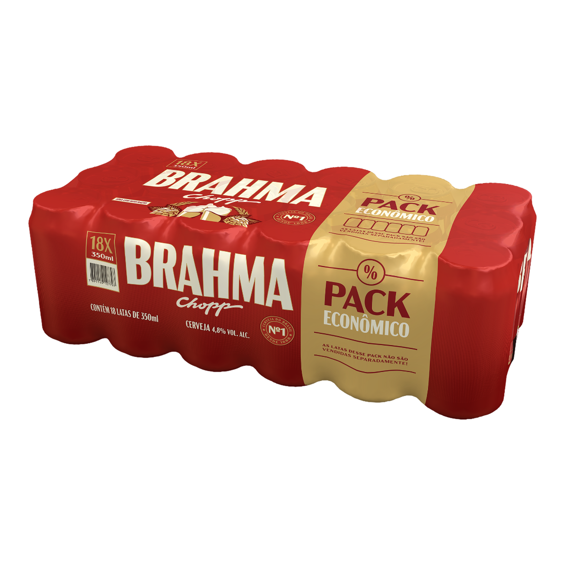 Pack Cerveja Pilsen Chopp Brahma Lata 18 Unidades 350ml Cada