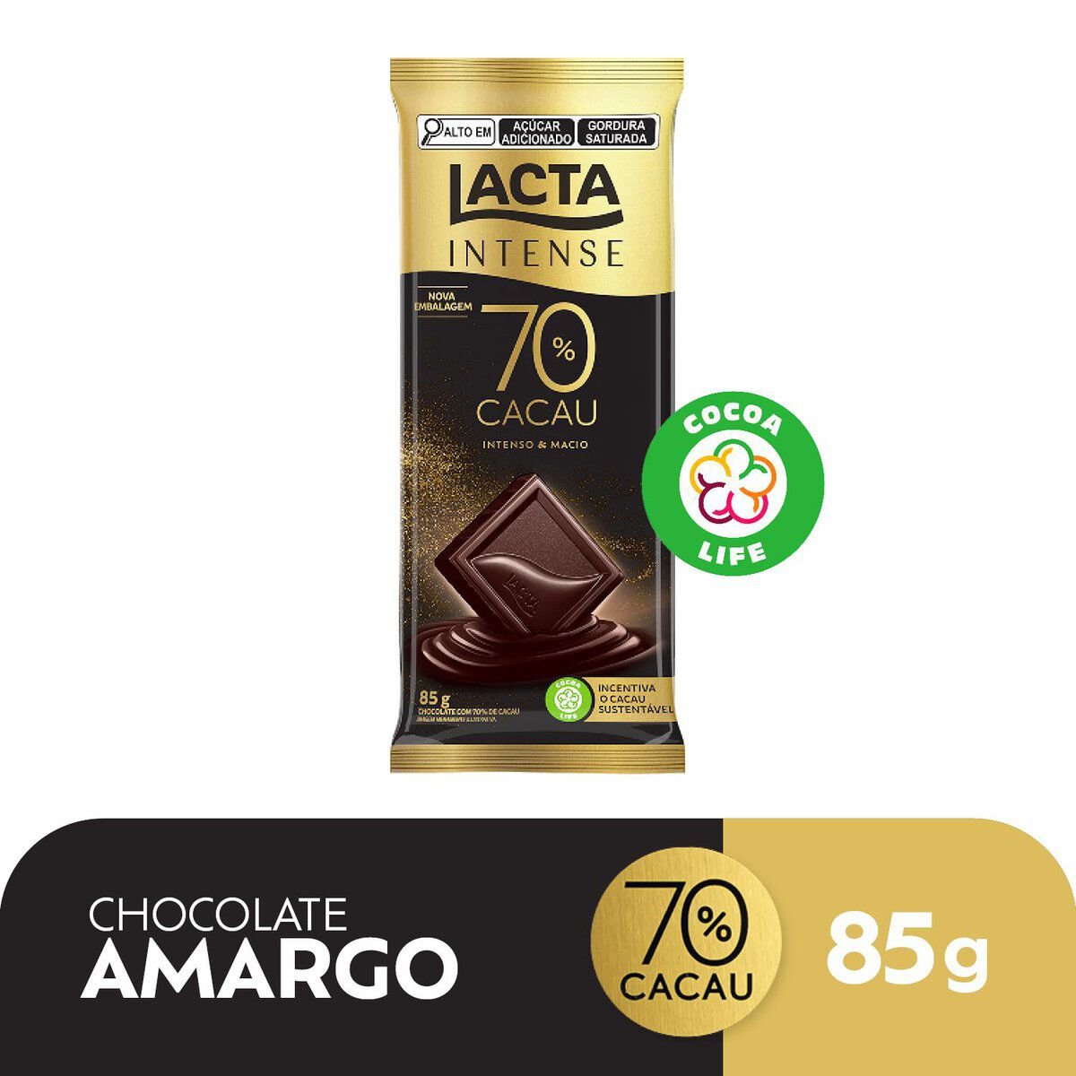 Chocolate Lacta Intense Amargo 70% Cacau Original 85g