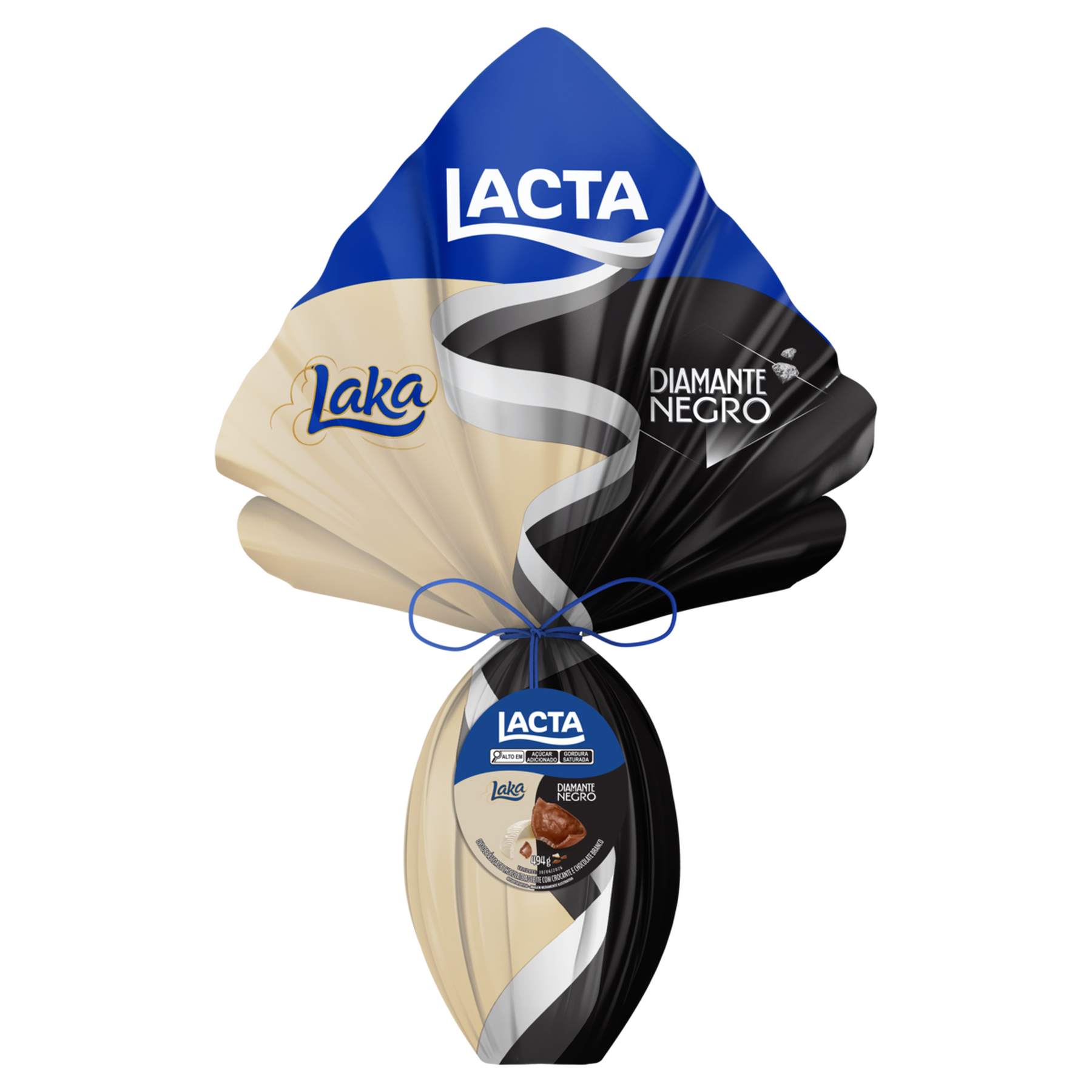 Ovo de P&aacute;scoa ao Leite e Branco Laka + Diamante Negro Lacta 494g