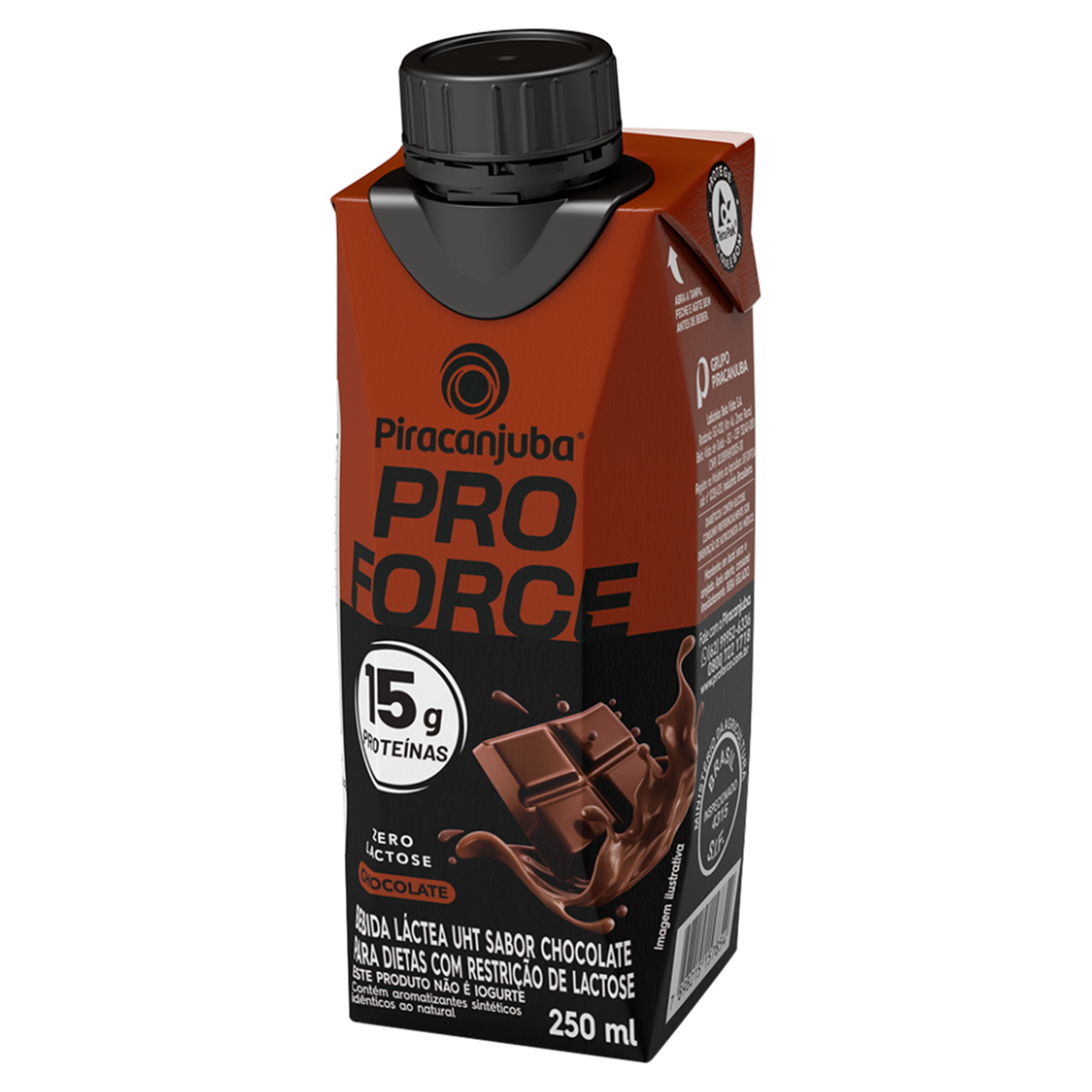 Bebida Láctea UHT Chocolate Zero Lactose Piracanjuba ProForce Caixa 250ml