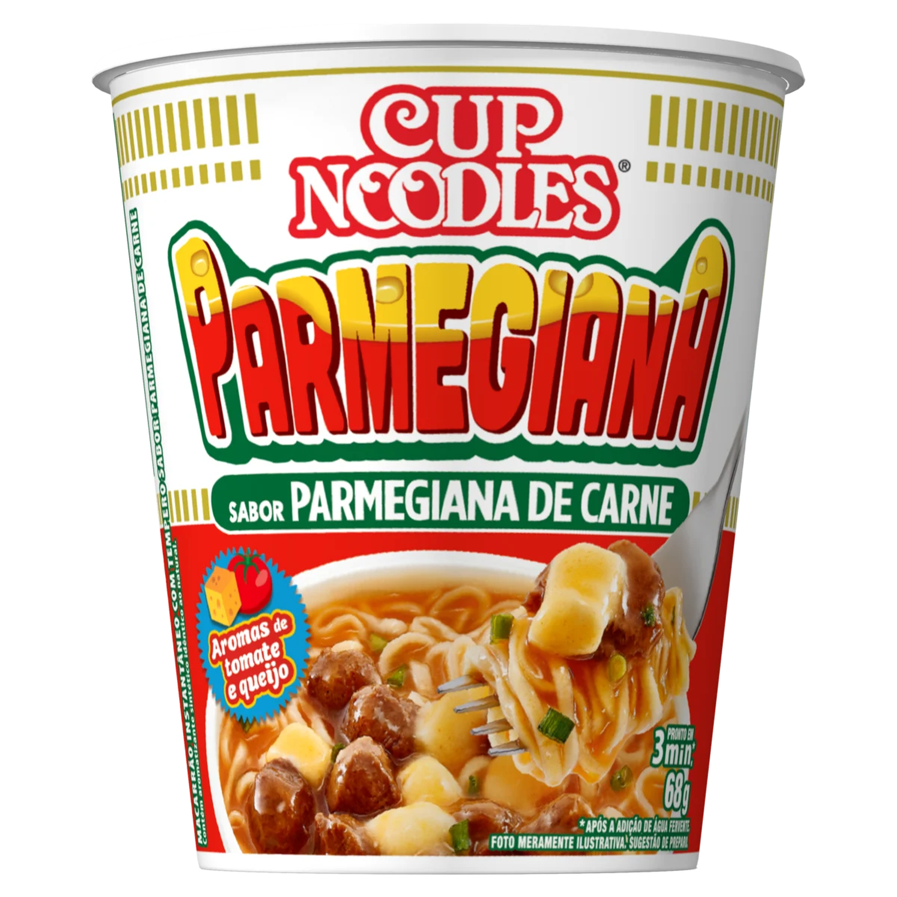 Macarr&atilde;o Instant&acirc;neo Parmegiana de Carne Cup Noodles Nissin Copo 68g&nbsp;