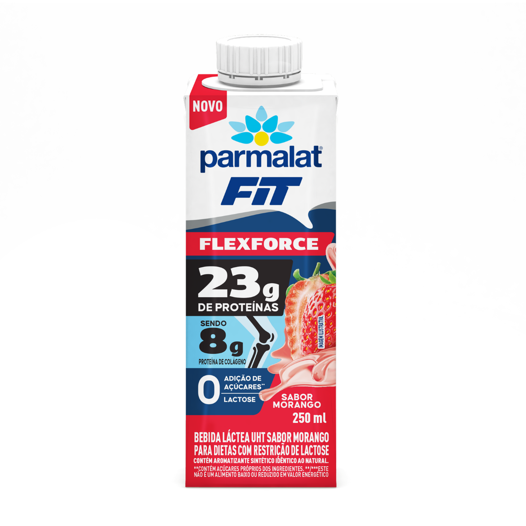 Bebida L&aacute;ctea UHT Morango Zero Lactose Parmalat Fit Flexforce Caixa 250ml