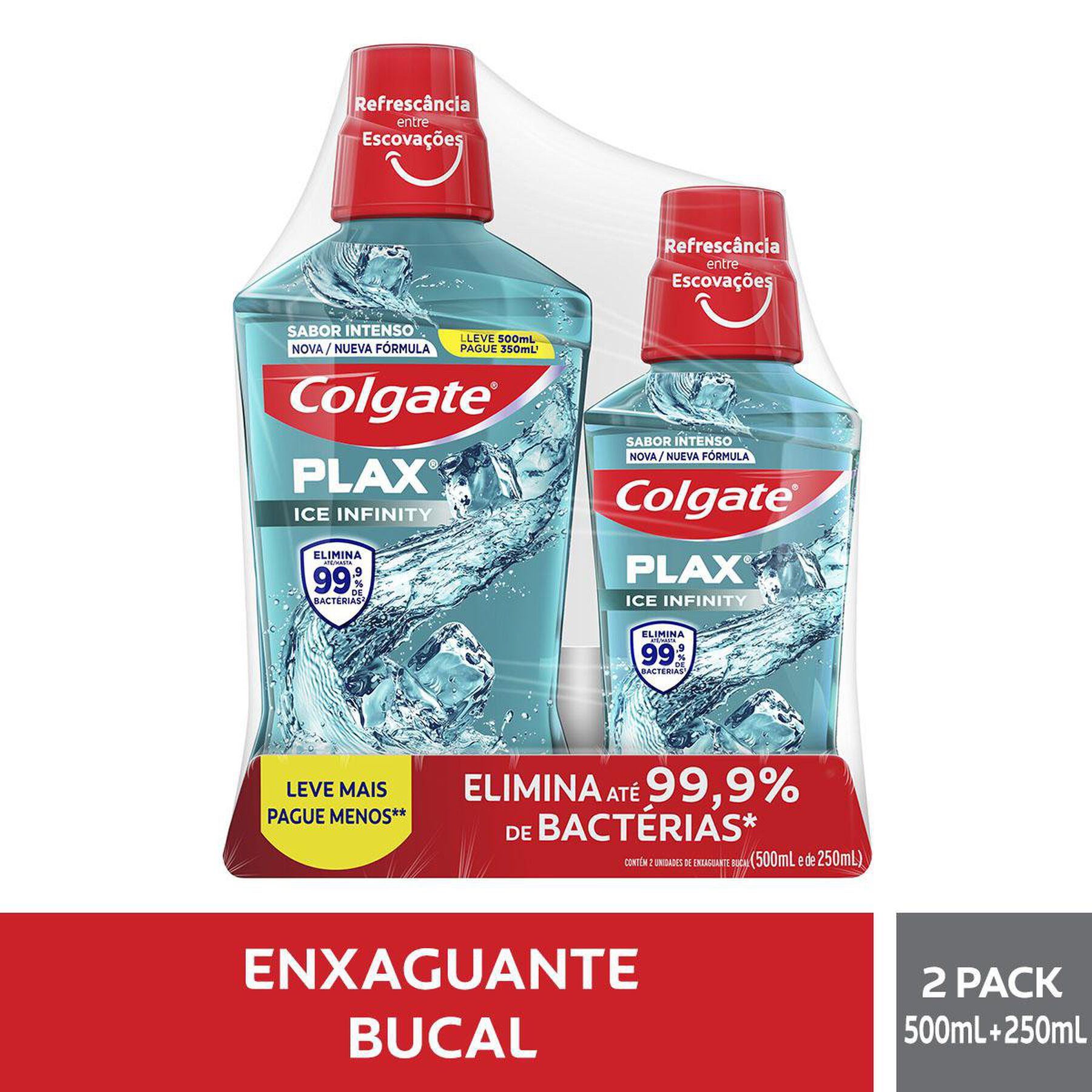 Enxaguante Bucal Zero &Aacute;lcool Ice Infinity Colgate Plax - Embalagem Leve 500ml Pague 350ml + 250ml
