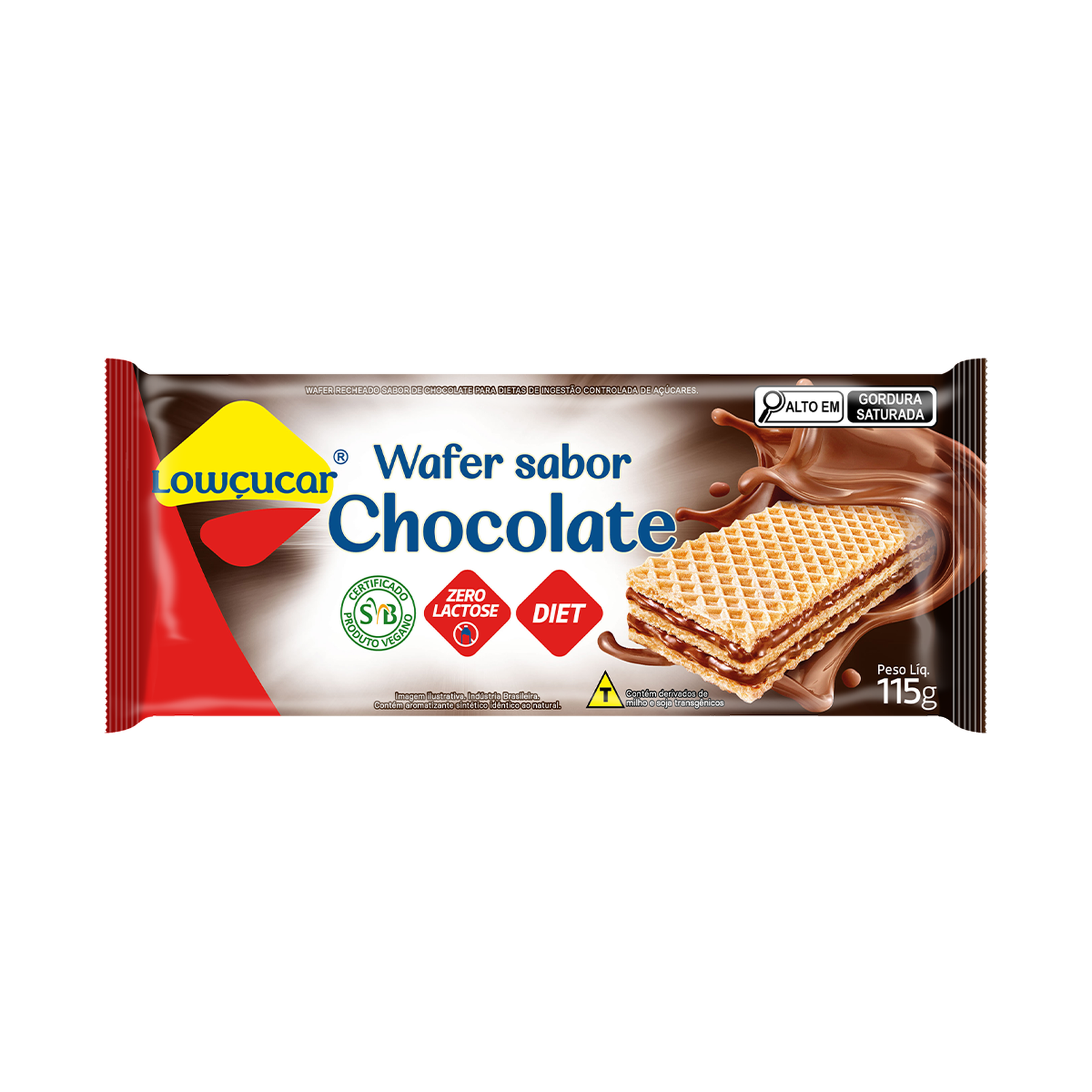 Biscoito Wafer Recheio Chocolate Zero Lactose Lowçucar Pacote 115g
