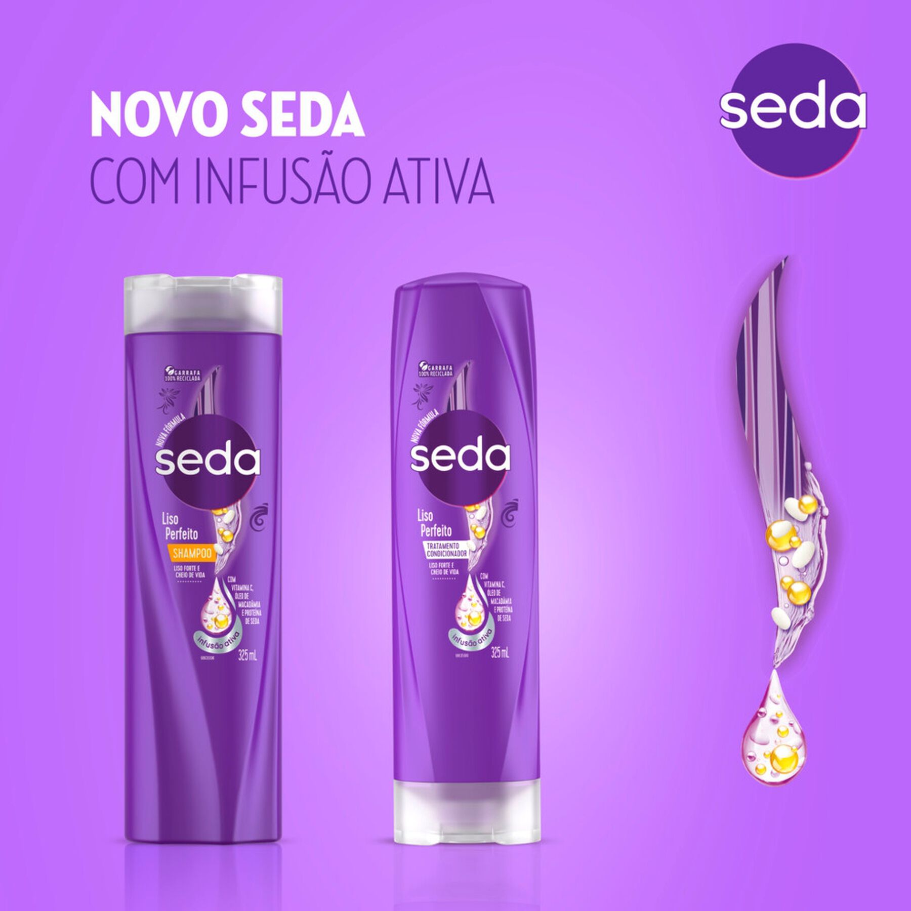 Shampoo 325ml + Condicionador 325ml Liso Perfeito Seda Cocria&ccedil;&otilde;es