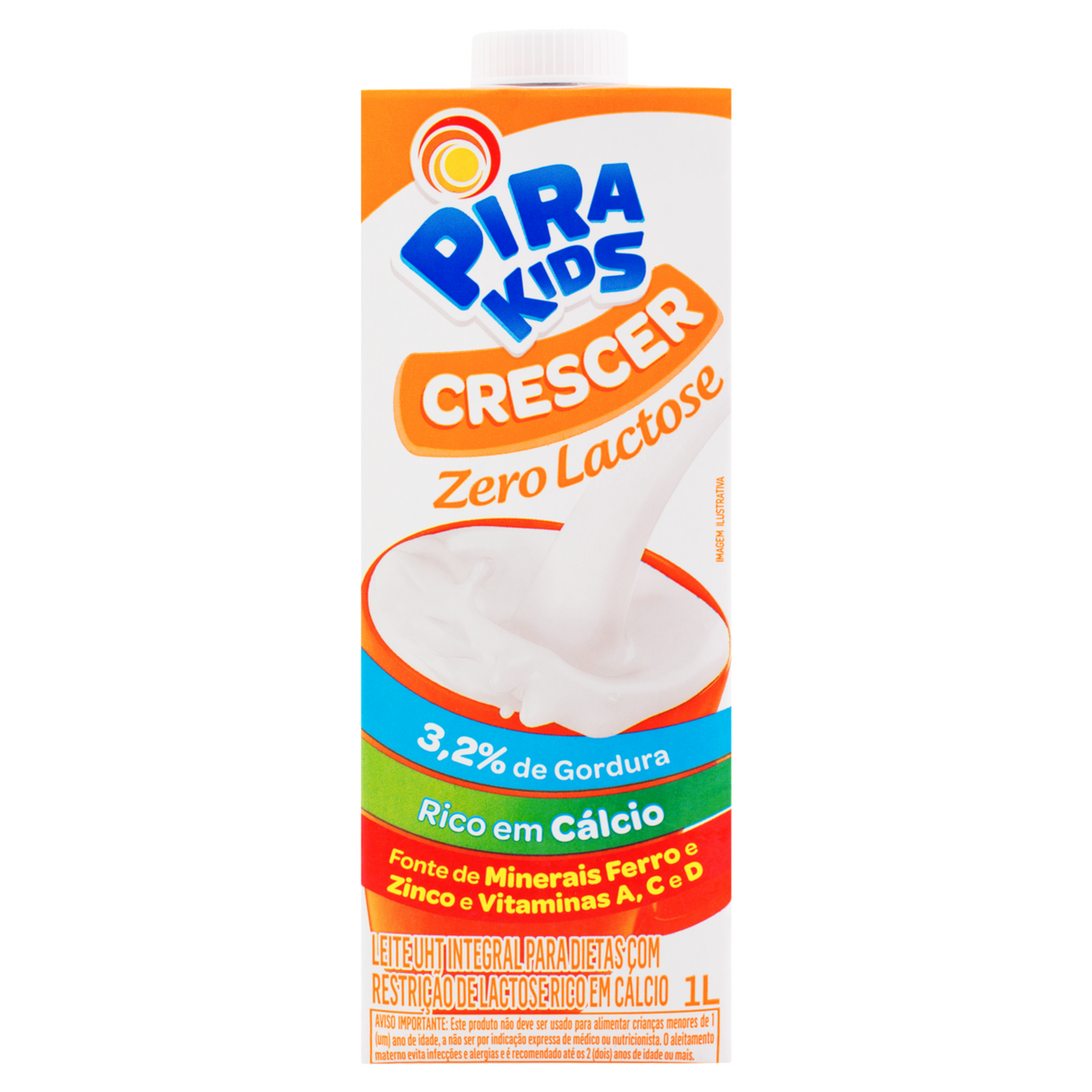 Leite UHT Integral Zero Lactose Piracanjuba Pirakids Crescer Caixa com Tampa 1l