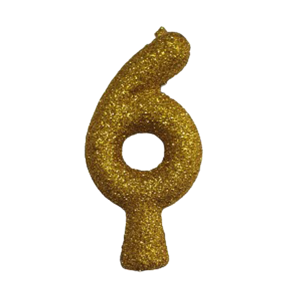 Vela Anivers&aacute;rio Glitter 6 Ouro Valves Festas