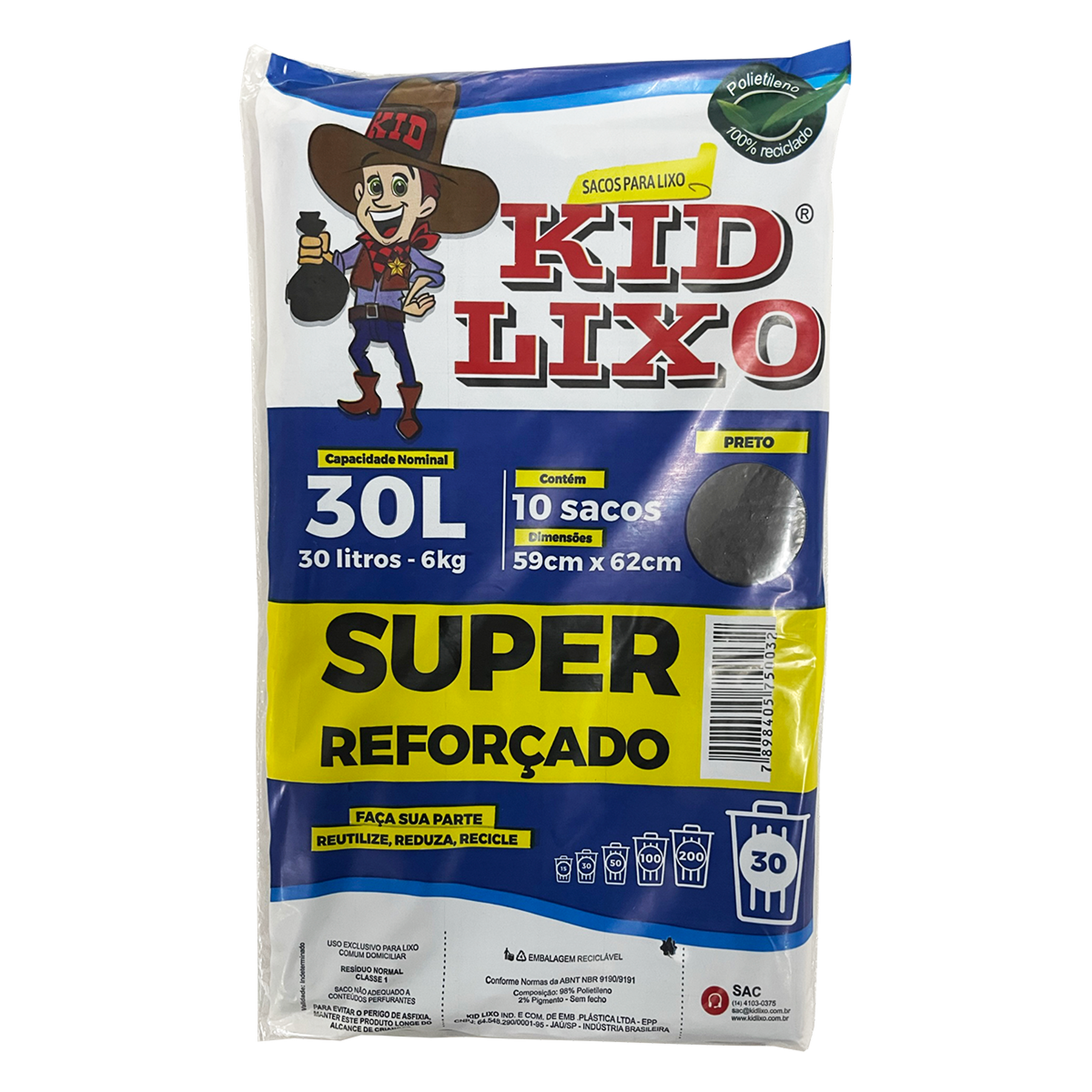 Saco Lixo Kid Lixo 30l Pacote 10 Unidades