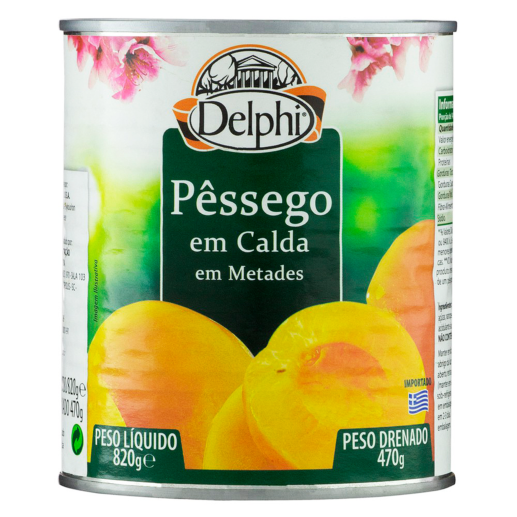 P&ecirc;ssego em Calda em Metades Delphi Lata 470g