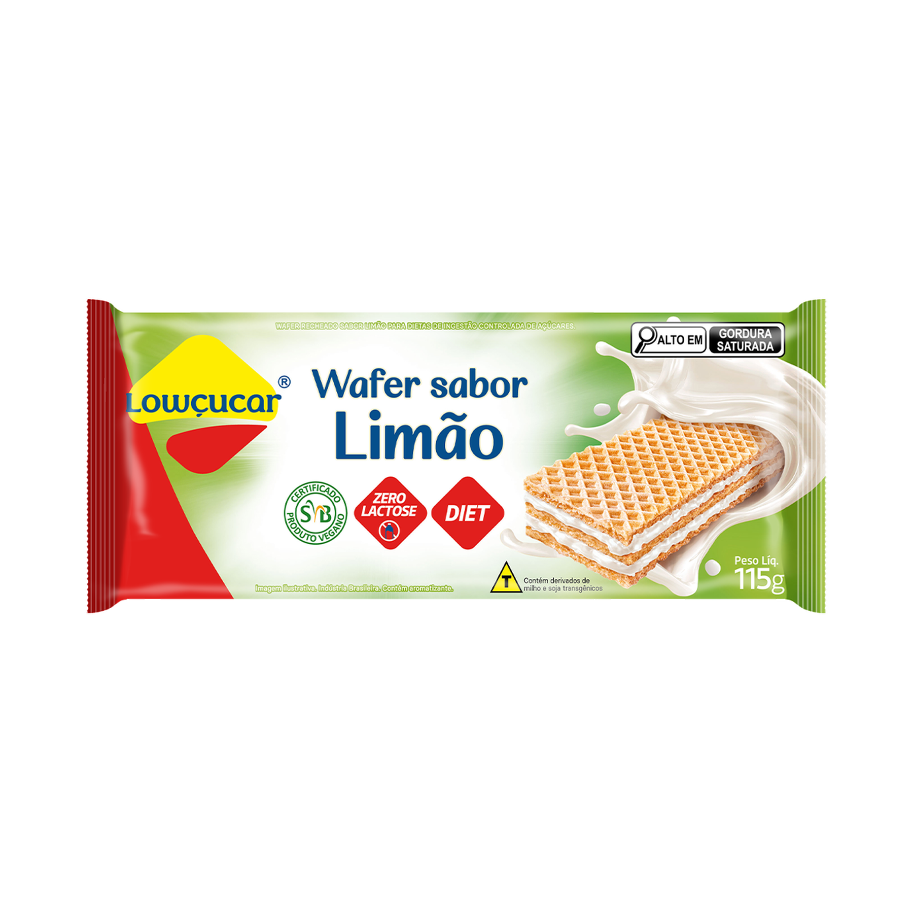 Biscoito Wafer Recheio Limão Zero Lactose Lowçucar Pacote 115g