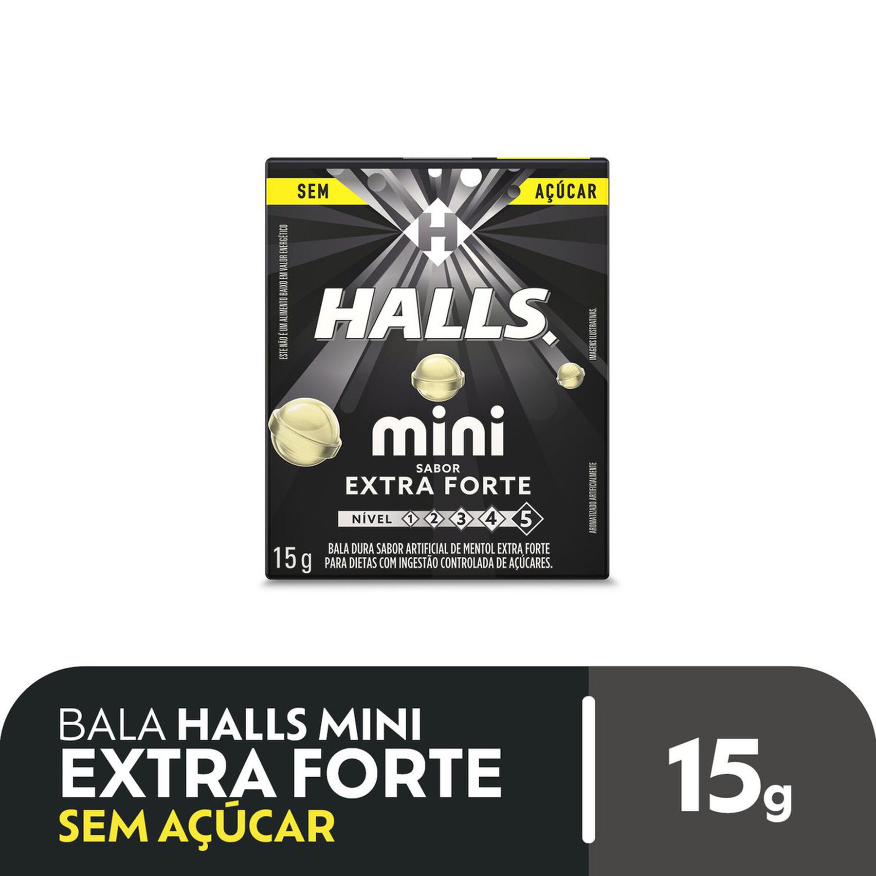 Bala Mentol Extraforte Zero Açúcar Halls Mini Caixa 15g