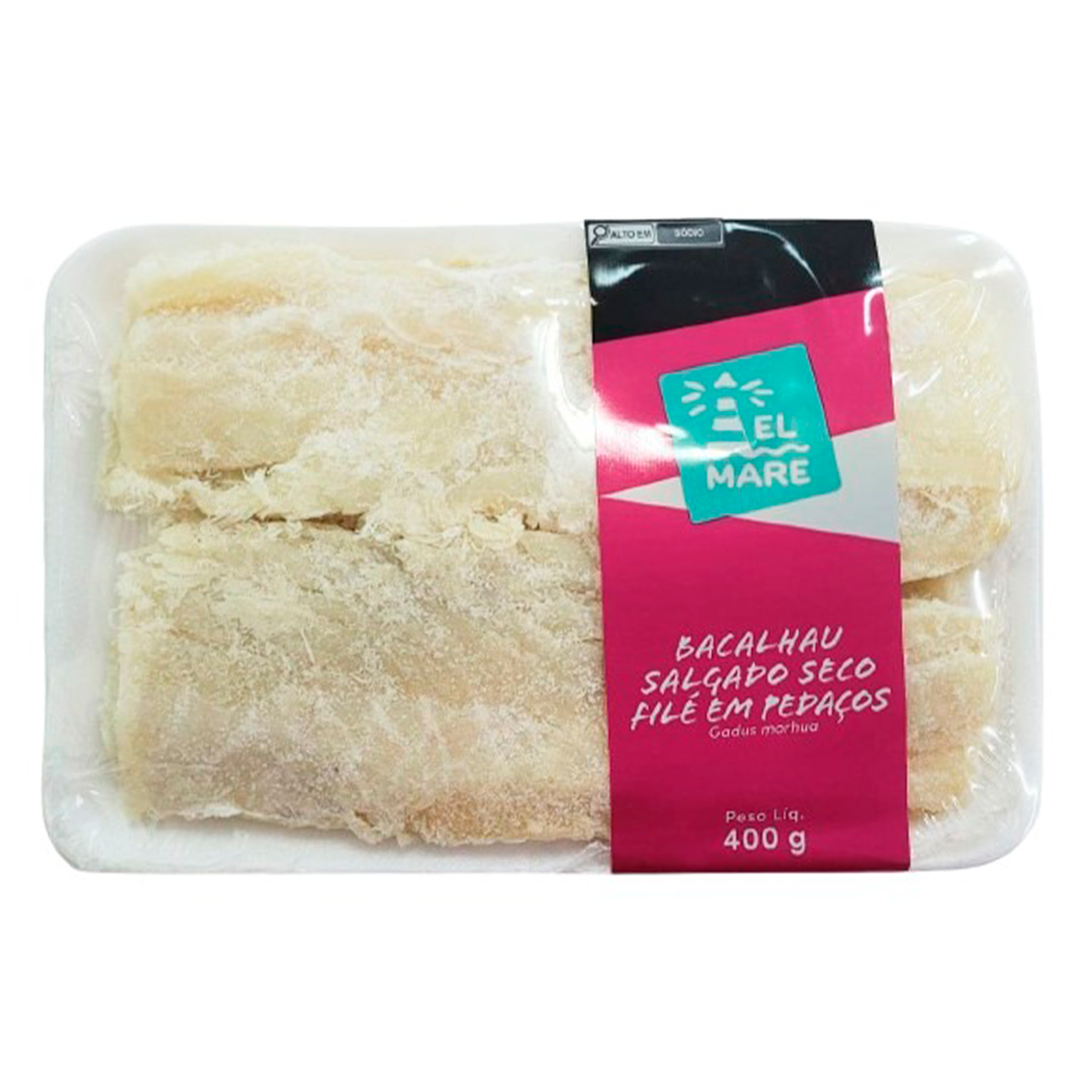 Bacalhau Salgado Seco Filé em Pedaços Gadus Morhua El Mare 400g