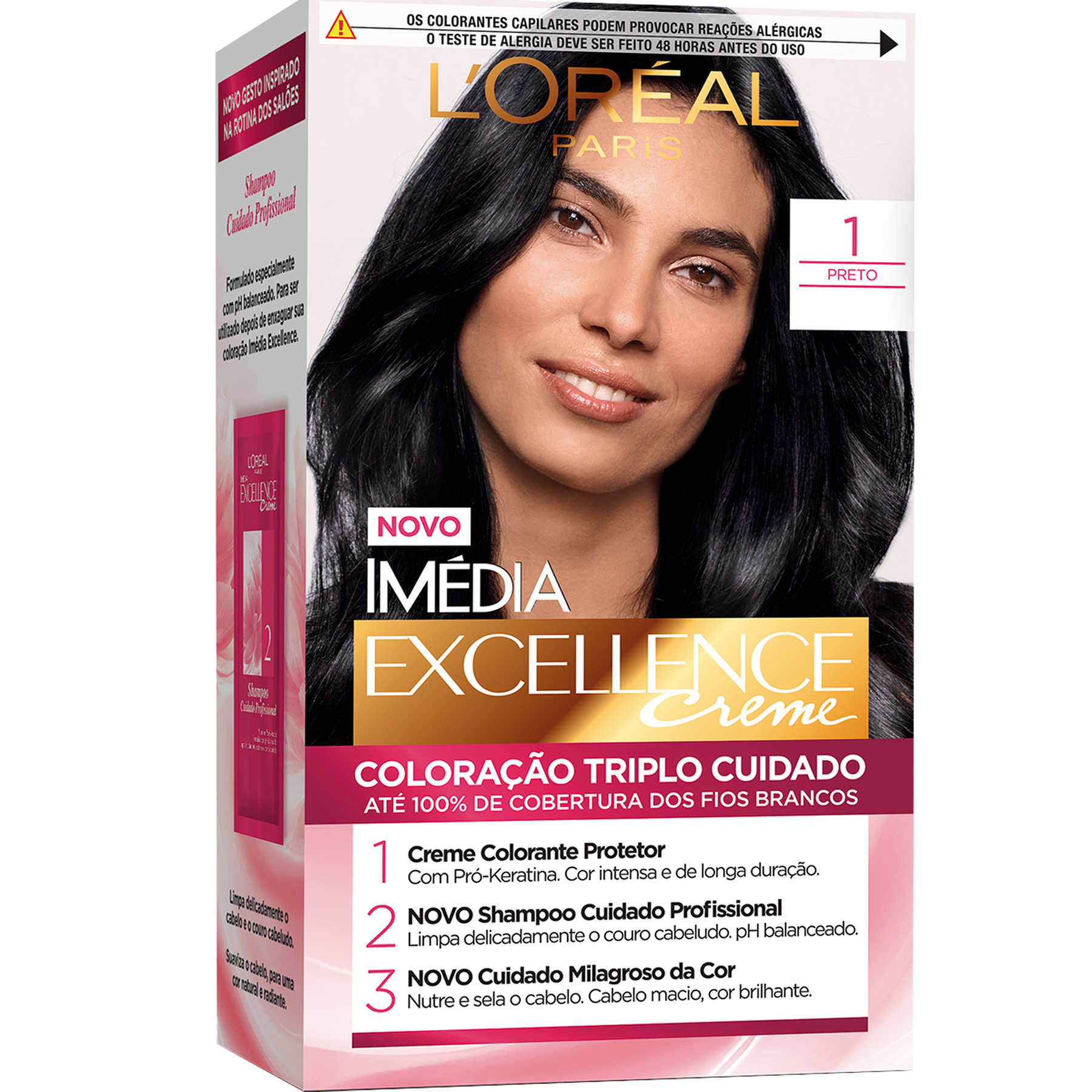 Kit Colora&ccedil;&atilde;o Creme 1 Preto L'or&eacute;al Paris Im&eacute;dia Excellence