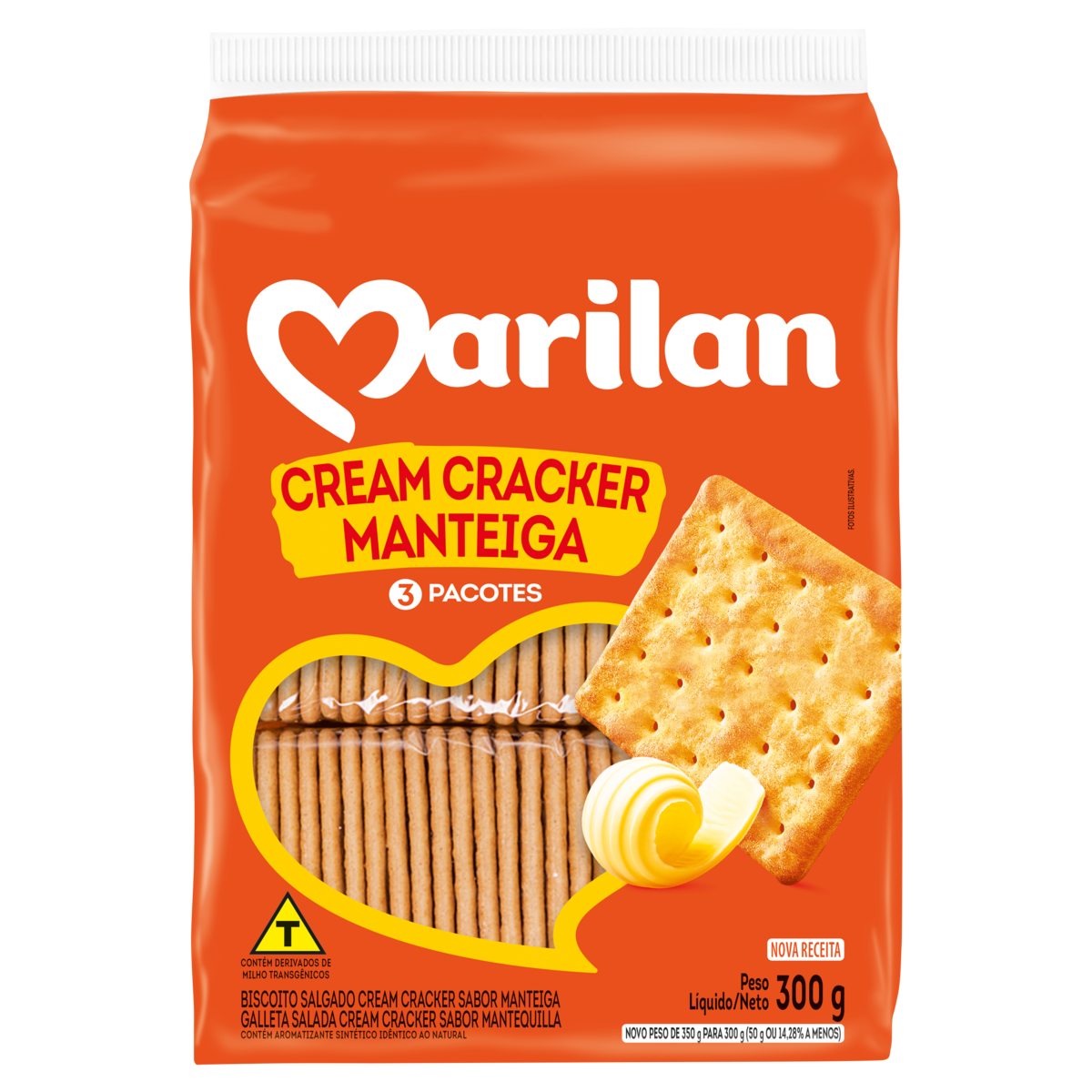 Biscoito Cream Cracker Manteiga Marilan Pacote 300g