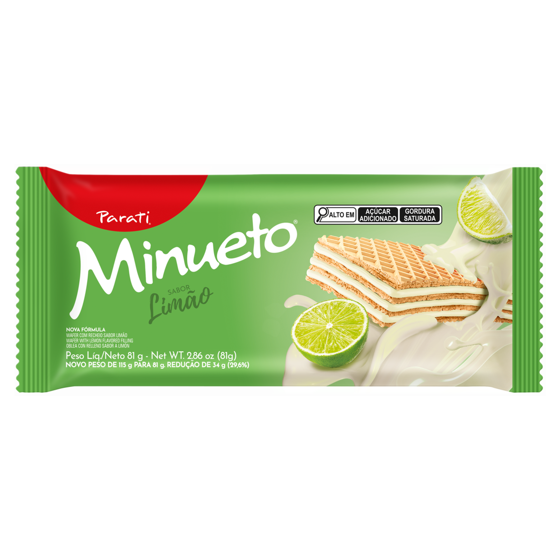Biscoito Wafer Recheio Limão Minueto Pacote 81g