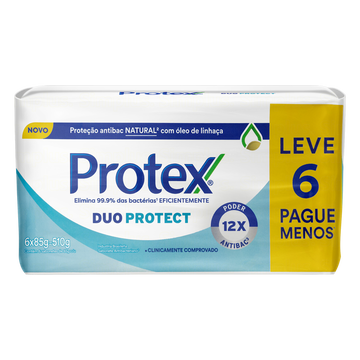 Sabonete em Barra Antibacteriano Duo Protect Protex 510g Embalagem C/6 Unidades