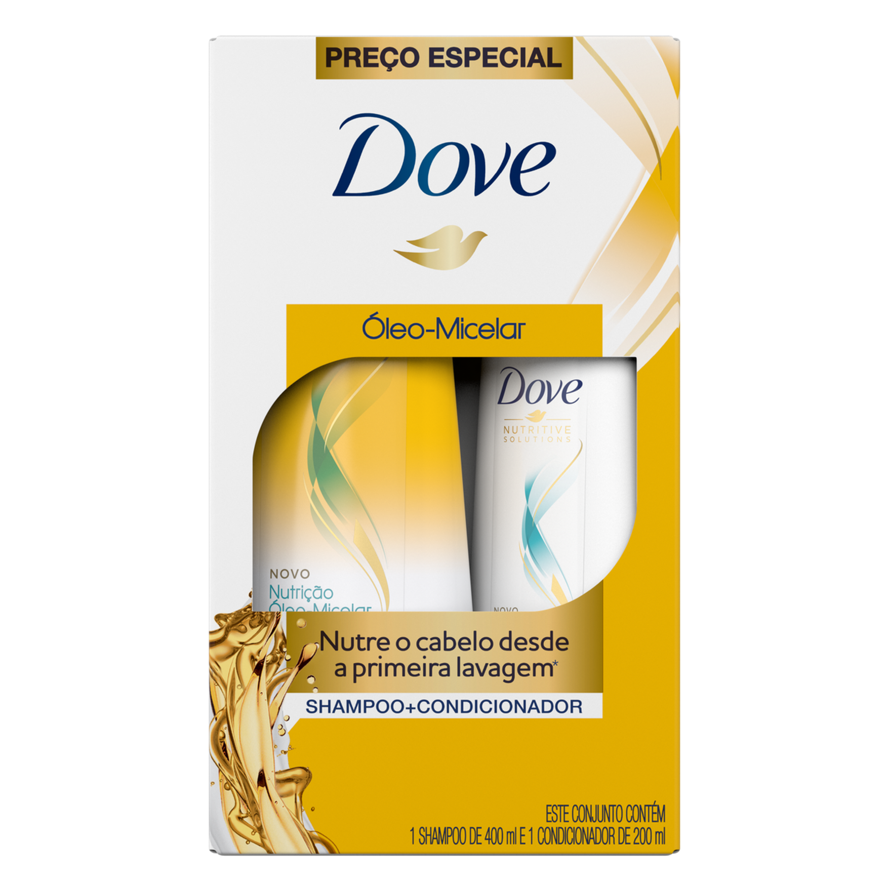 Kit Shampoo 400ml + Condicionador 200ml Dove Nutrição Óleo-Micelar