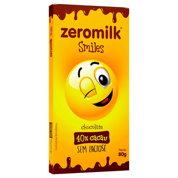 Chocolate 40% Cacau sem Lactose Smiles Zeromilk 80g