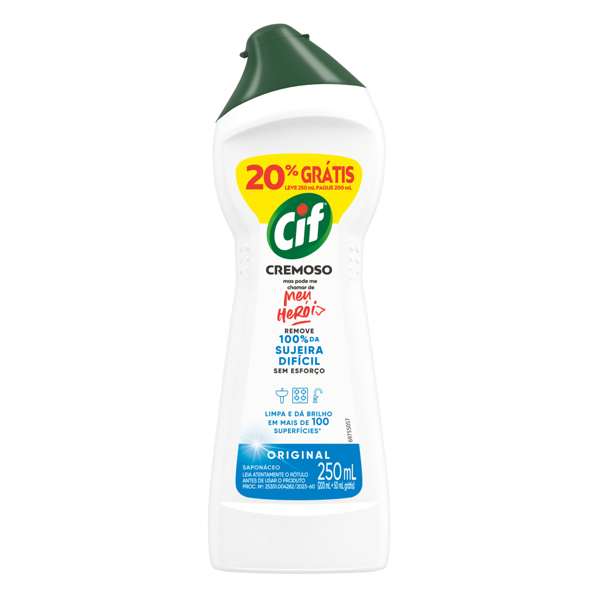 Sapon&aacute;ceo Cremoso Original Cif Squeeze 250ml - Embalagem 20% Gr&aacute;tis Leve 250ml Pague 200ml