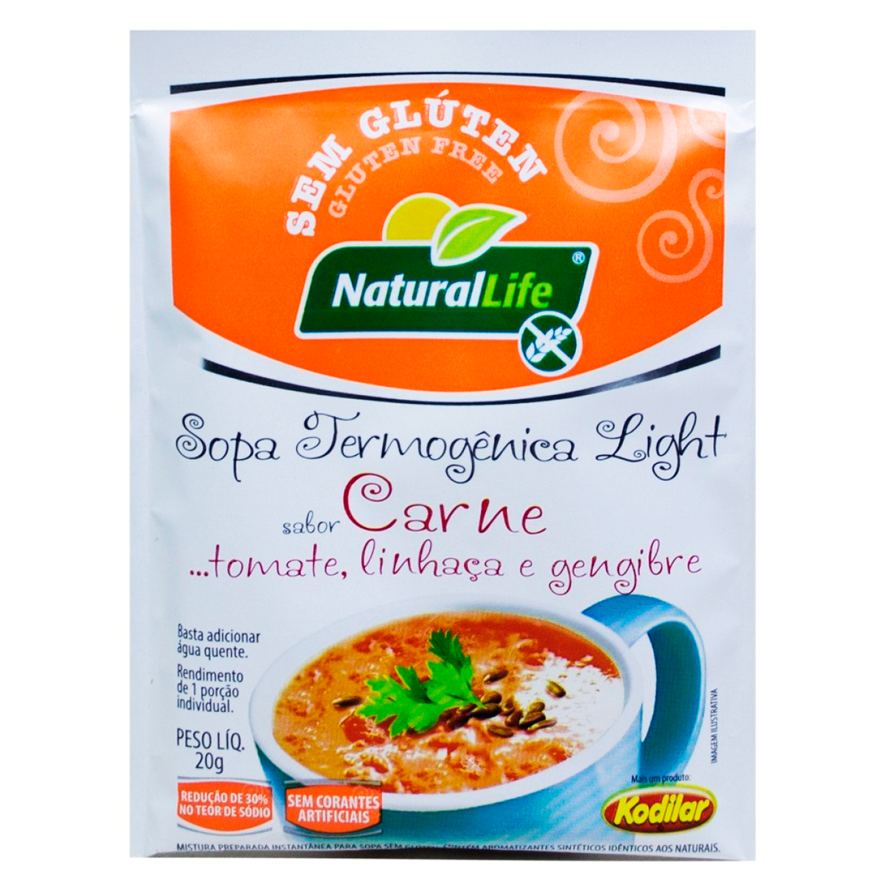Sopa Termog&ecirc;nica Light Carne sem Gl&uacute;ten Kodilar Natural Life Sach&ecirc; 20g