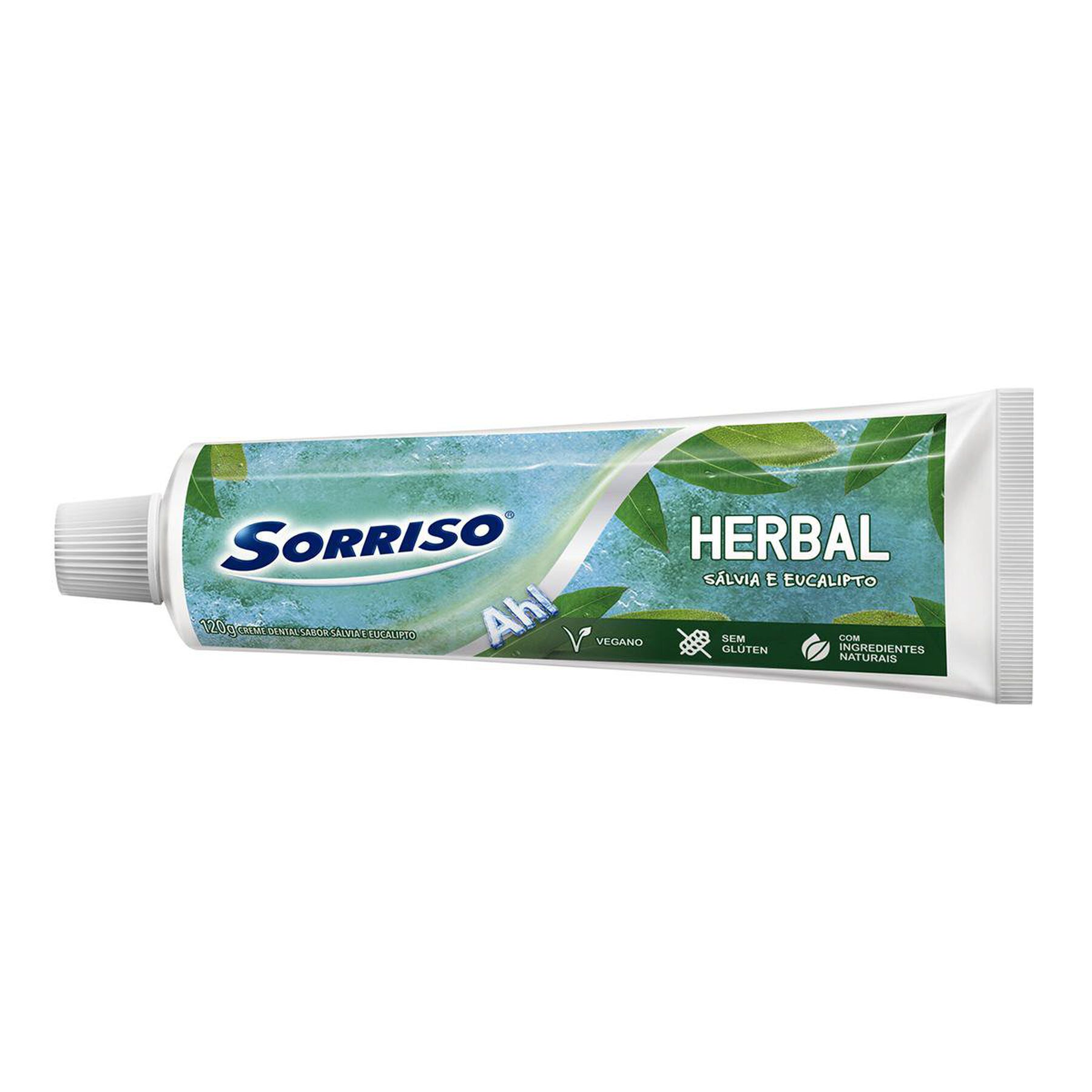 Creme Dental Sálvia e Eucalipto Herbal Sorriso Caixa 120g - Embalagem + Econômico