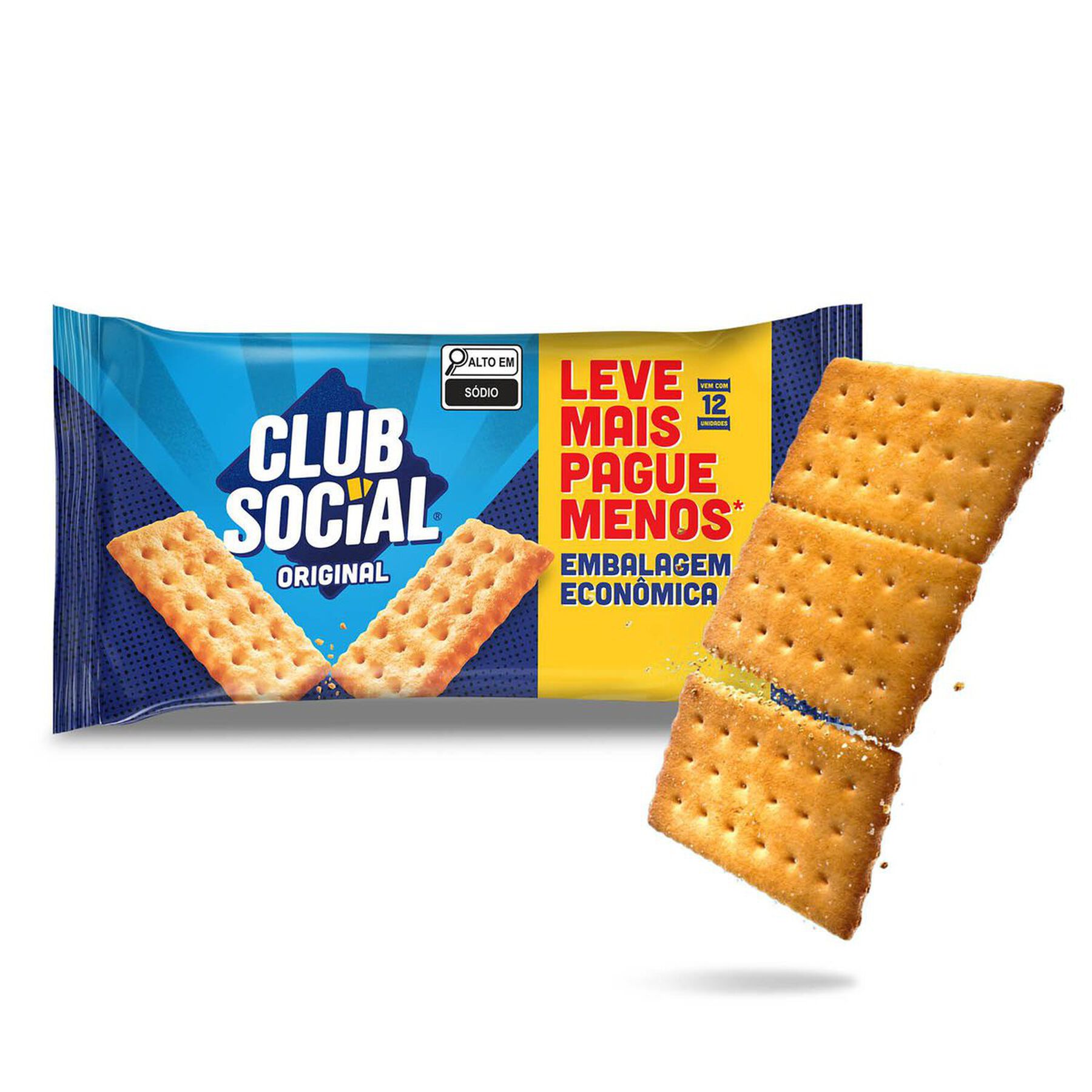 Pack Biscoito Original Club Social Pacote 288g 6 Unidades Embalagem Econômica Leve Mais Pague Menos
