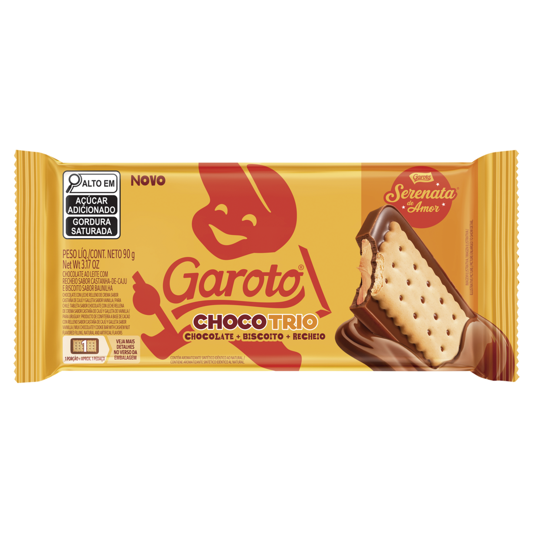 Chocolate ao Leite Recheio Serenata de Amor Chocotrio Garoto Pacote 90g