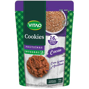 Biscoito Cookie Proteico com Grãos Ancestrais Integral Cacau Vitao Pacote 80g