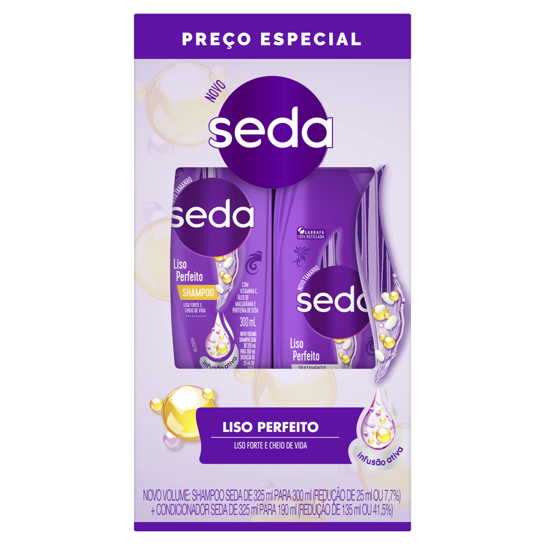 Shampoo 300ml + Condicionador 190ml Liso Perfeito Seda