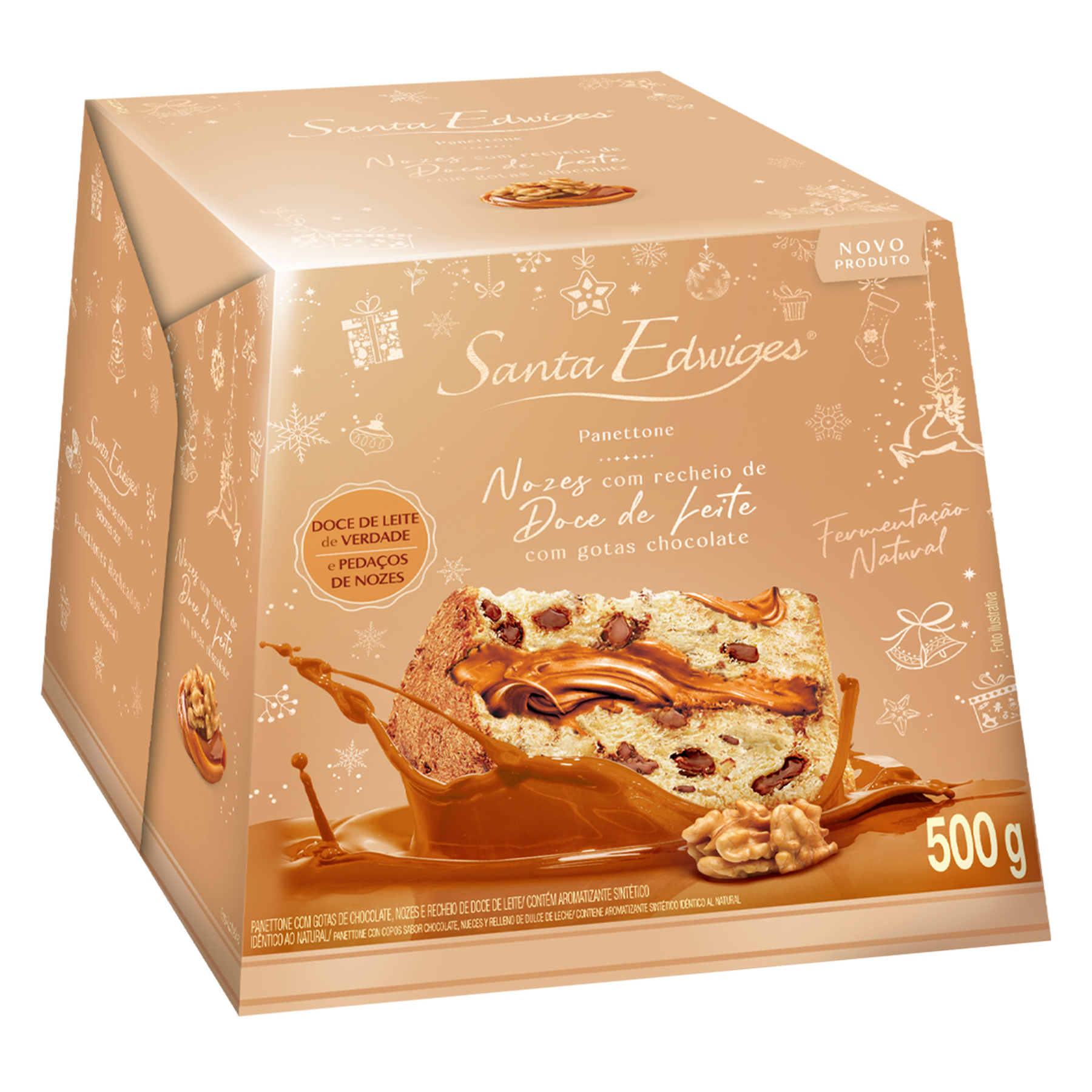 Panettone Recheado Nozes com Doce de Leite Santa Edwiges Caixa 500g