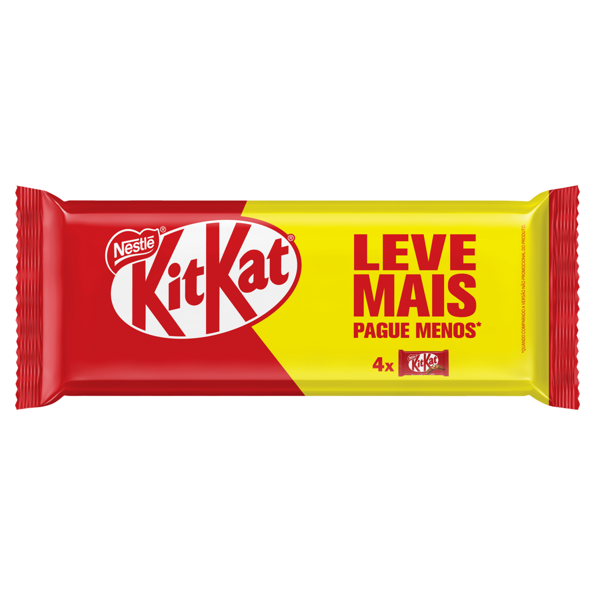 Chocolate KitKat 4 Fingers ao Leite 166g C/4 Unidades - Embalagem Leve Mais Pague Menos