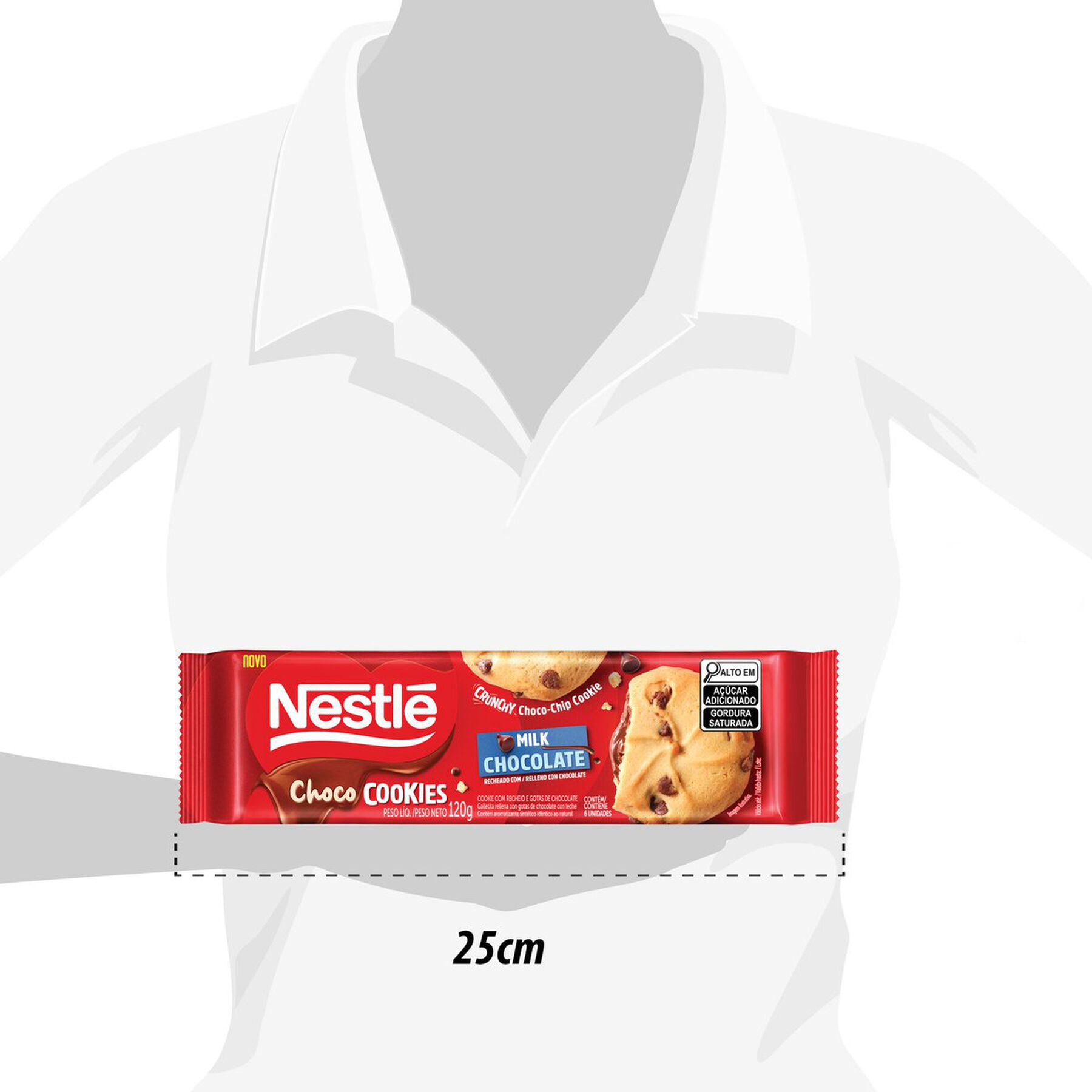 Biscoito Cookie Recheio Chocolate e Gotas Nestlé Choco Cookies Pacote 120g