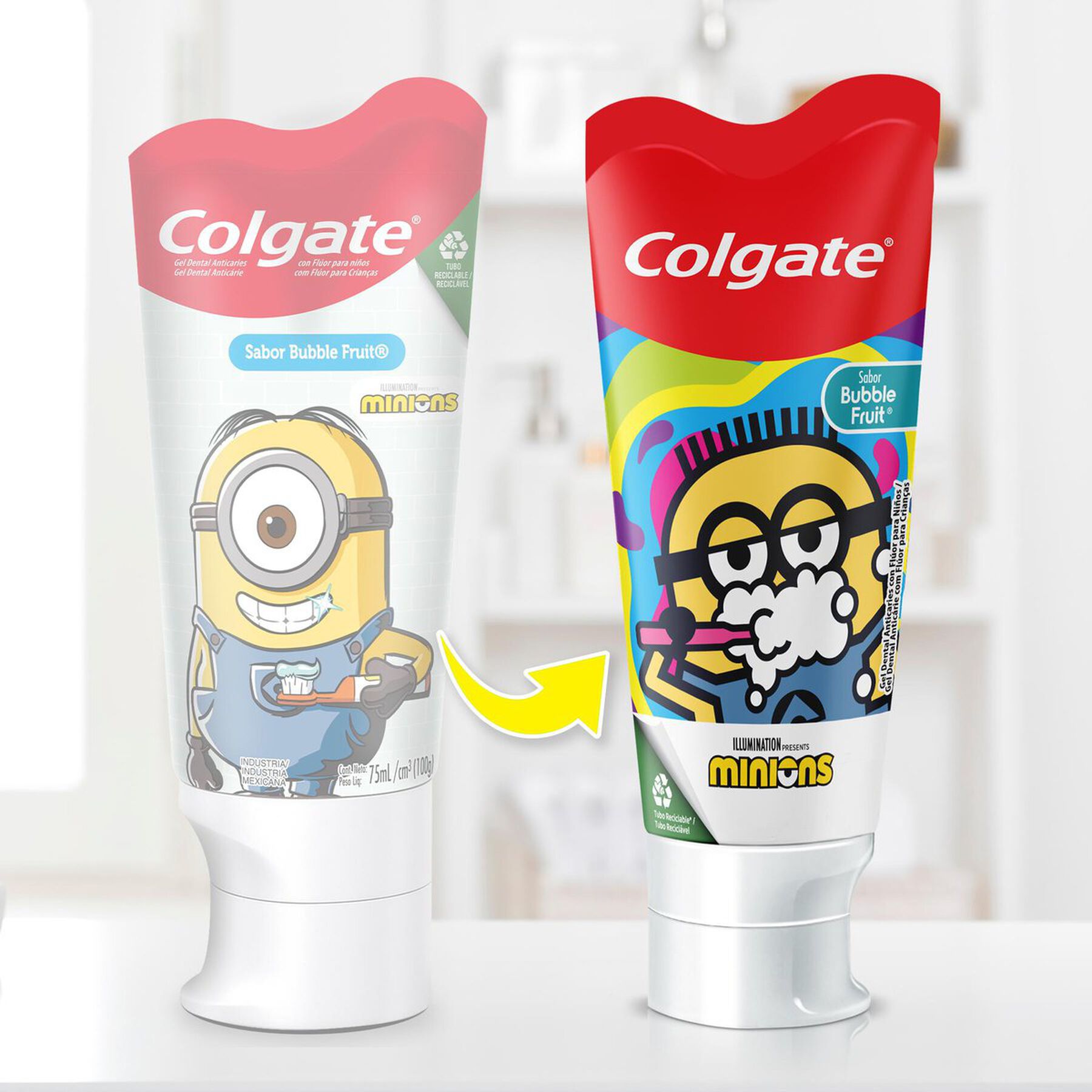 Gel Dental Infantil com Flúor Bubble Fruit Minions Colgate Smiles Bisnaga 100g